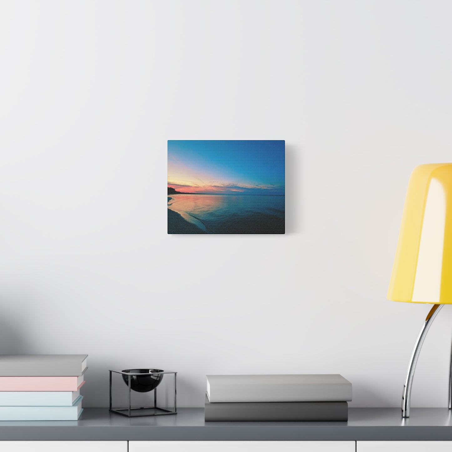 "Blue Symmetry" Sunset Beach Matte Canvas Print — Stretched Wall Art