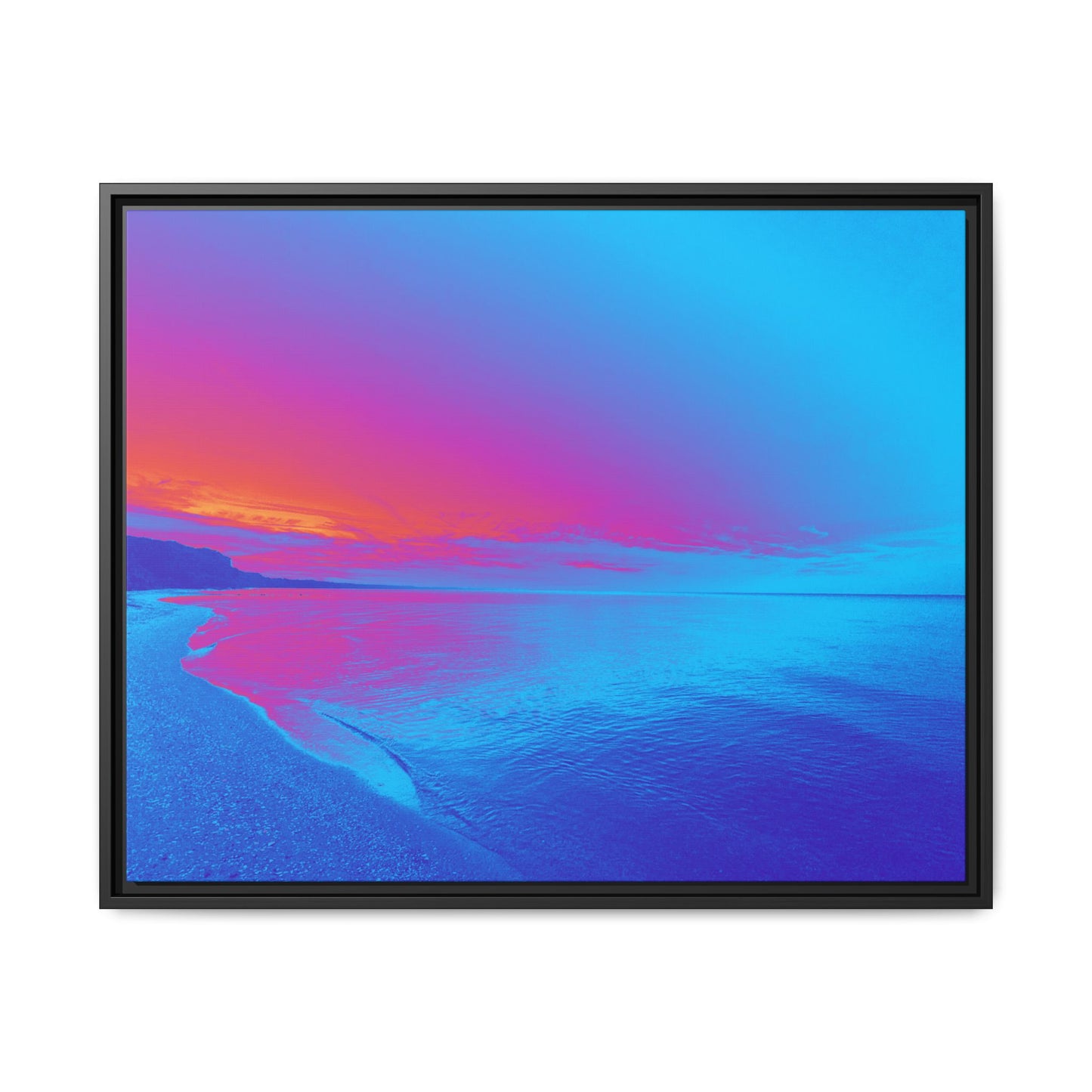 "Vibrant Symmetry"  Sunset Gradient Beach Matte Canvas Framed Wall Art