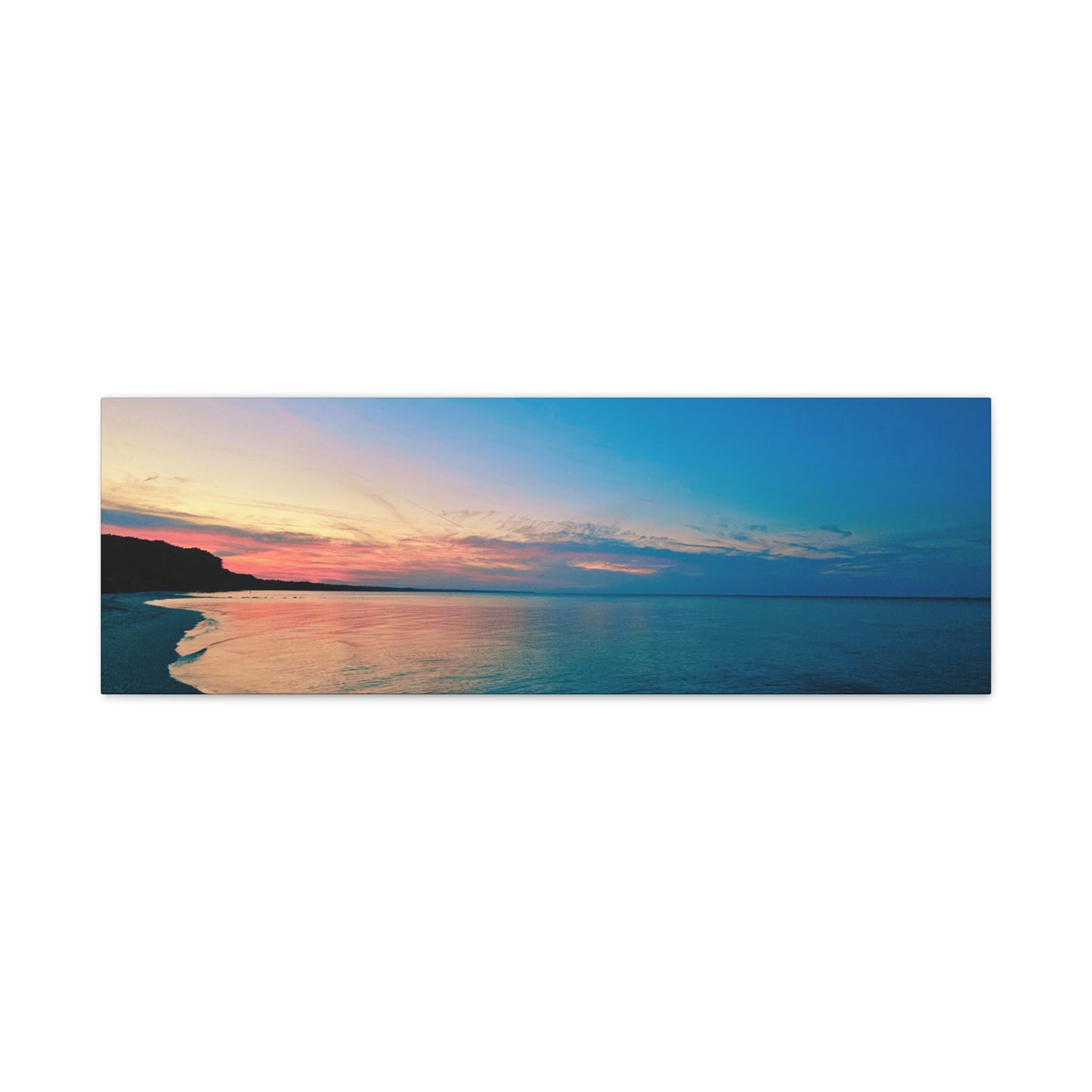 "Blue Symmetry" Sunset Beach Matte Canvas Print — Stretched Wall Art