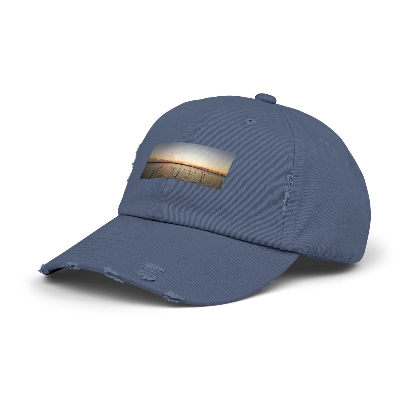 Distressed Sunset Cap — Vintage Solomons Chesapeake Panorama Dad Hat