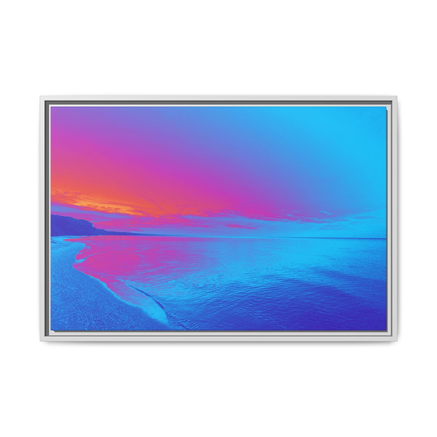 "Vibrant Symmetry"  Sunset Gradient Beach Matte Canvas Framed Wall Art