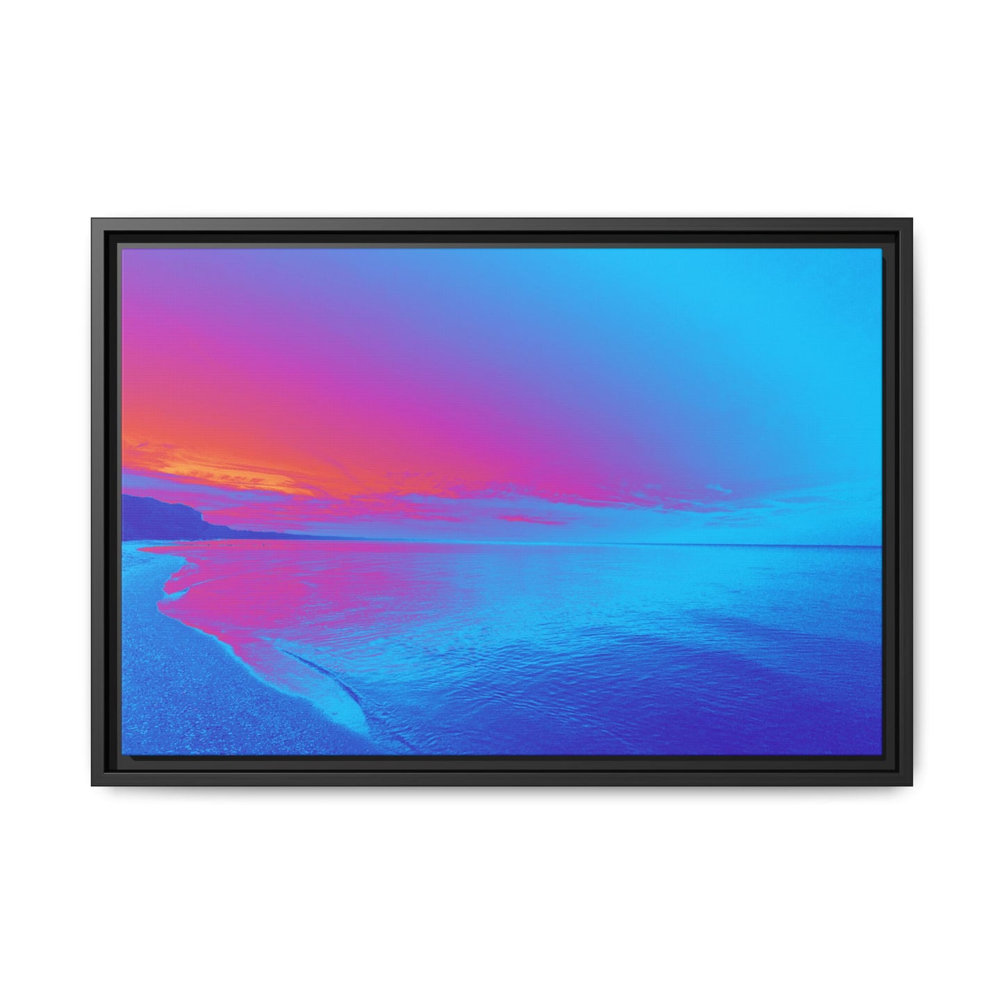 "Vibrant Symmetry"  Sunset Gradient Beach Matte Canvas Framed Wall Art