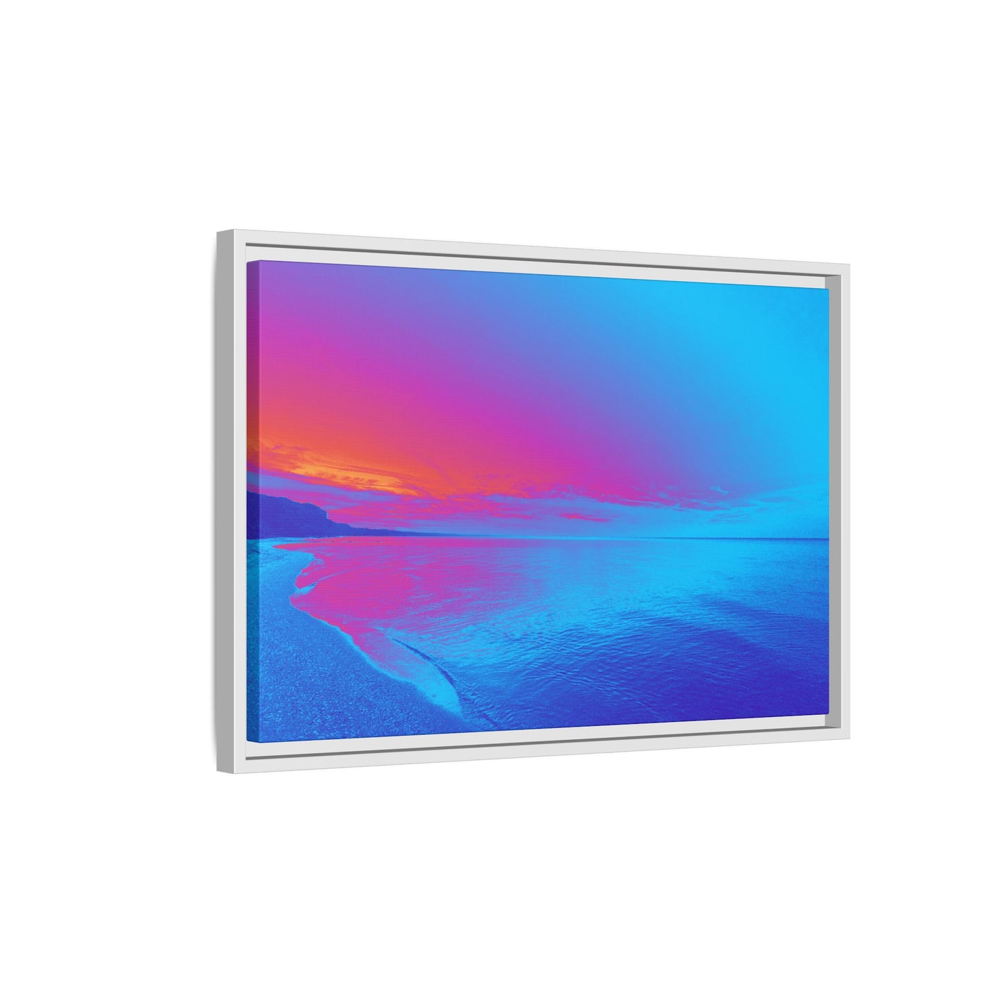 "Vibrant Symmetry"  Sunset Gradient Beach Matte Canvas Framed Wall Art