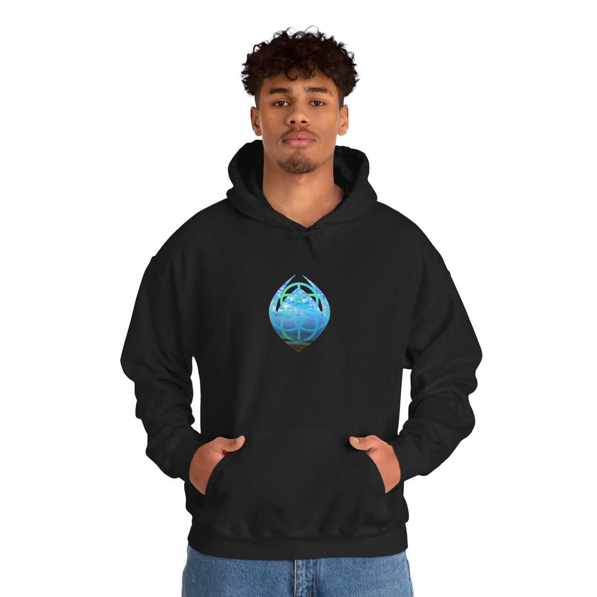 Blue Water Globe Droplet Graphic Hoodie