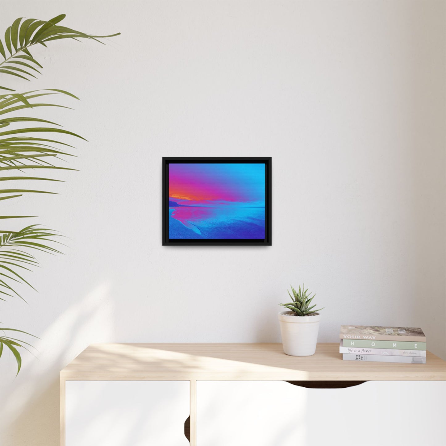 "Vibrant Symmetry"  Sunset Gradient Beach Matte Canvas Framed Wall Art