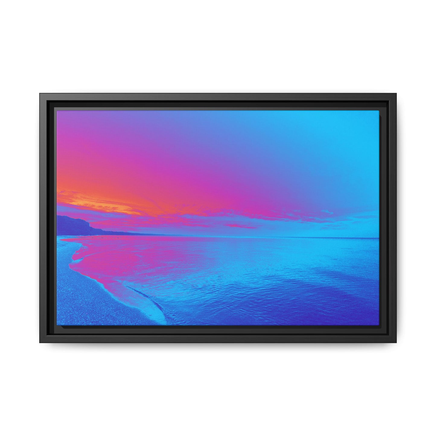 "Vibrant Symmetry"  Sunset Gradient Beach Matte Canvas Framed Wall Art