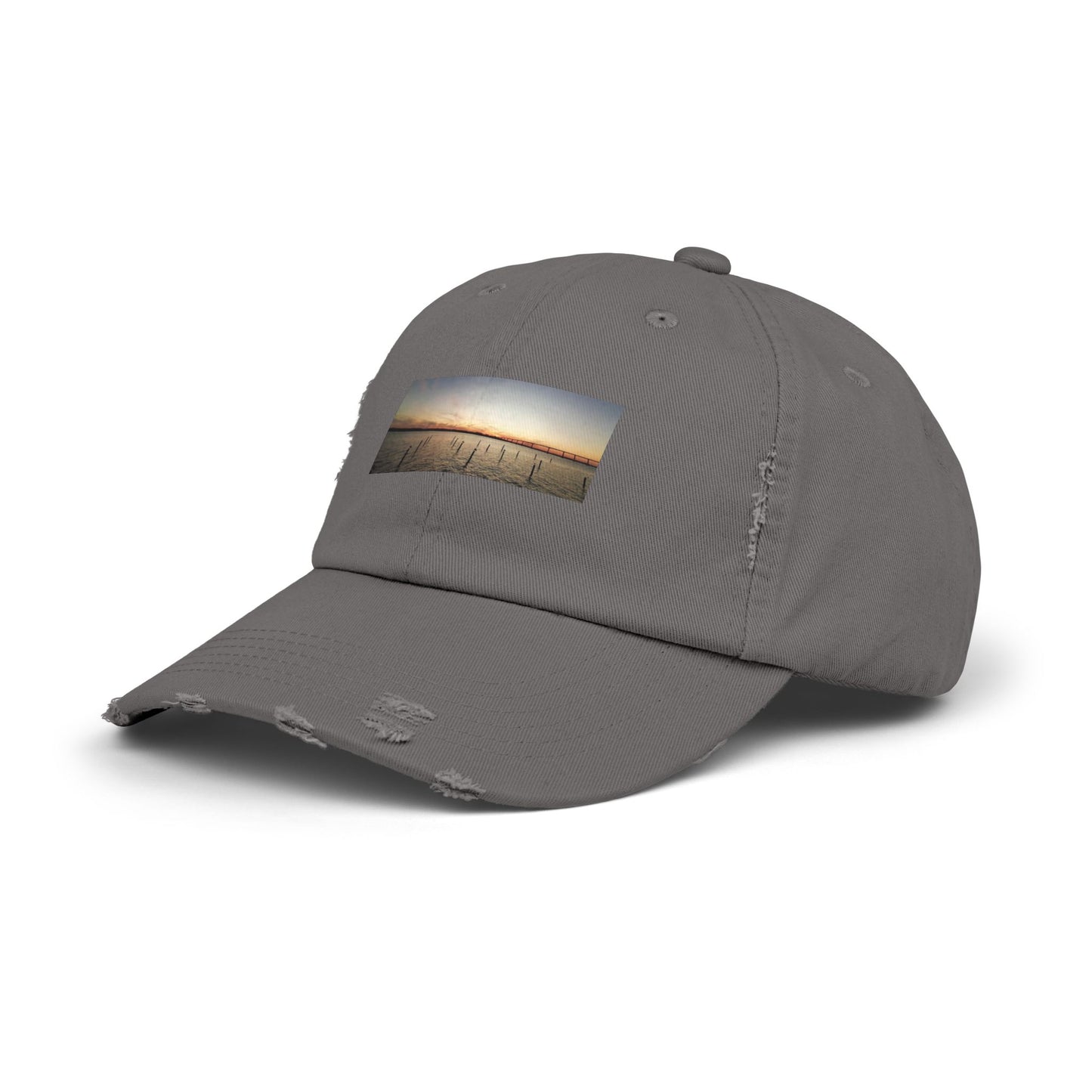 Distressed Sunset Cap — Vintage Solomons Chesapeake Panorama Dad Hat