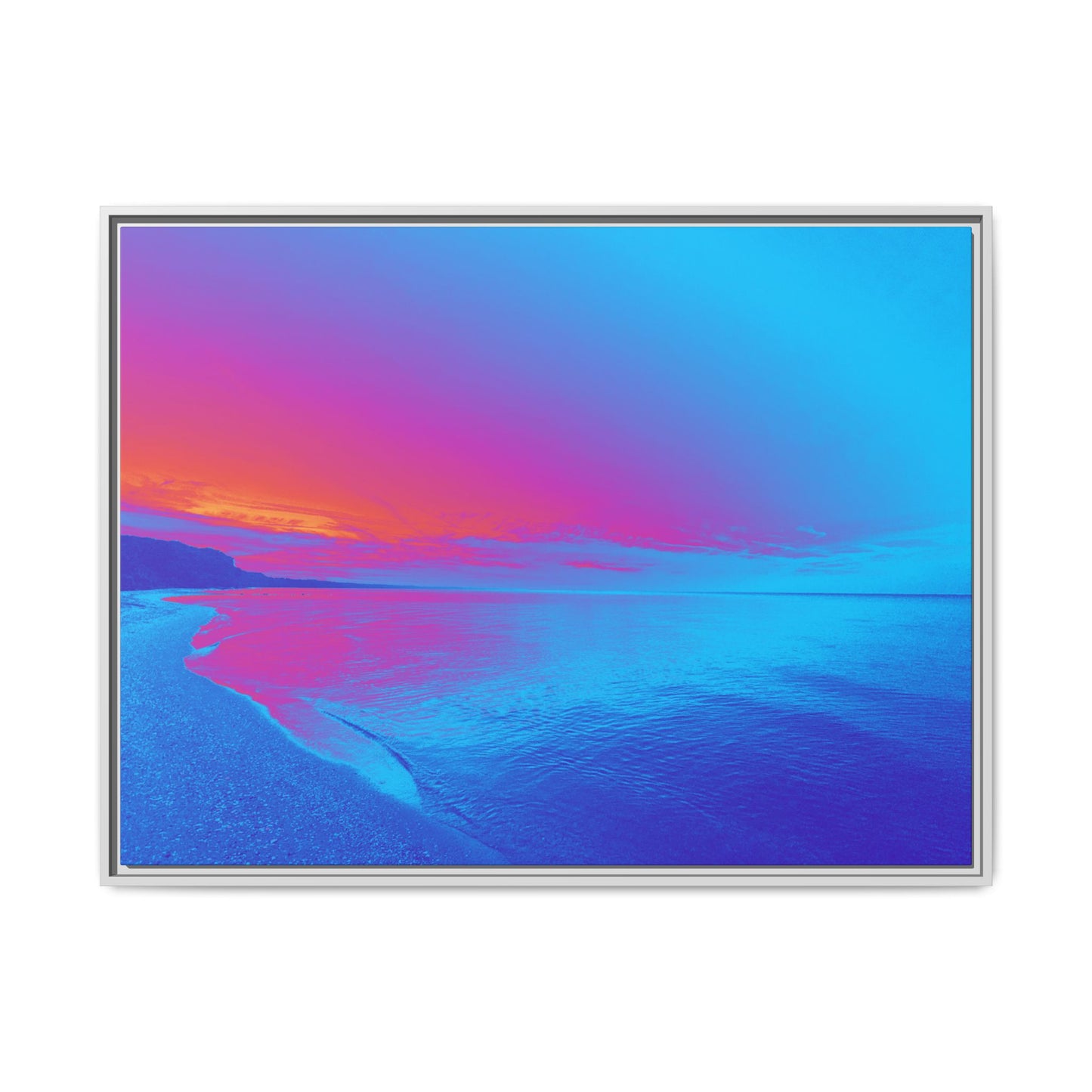 "Vibrant Symmetry"  Sunset Gradient Beach Matte Canvas Framed Wall Art