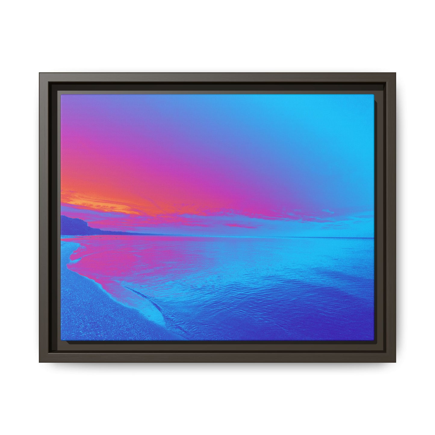 "Vibrant Symmetry"  Sunset Gradient Beach Matte Canvas Framed Wall Art