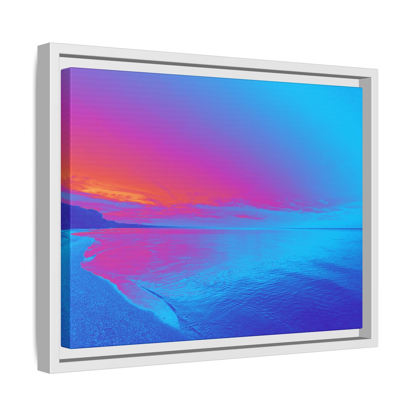 "Vibrant Symmetry"  Sunset Gradient Beach Matte Canvas Framed Wall Art