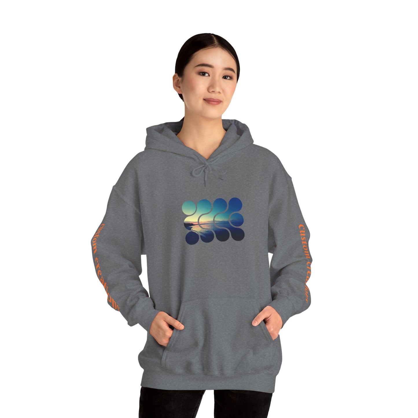 Blue-Green Symmetry Hoodie — Abstract Geometric Sweatshirt