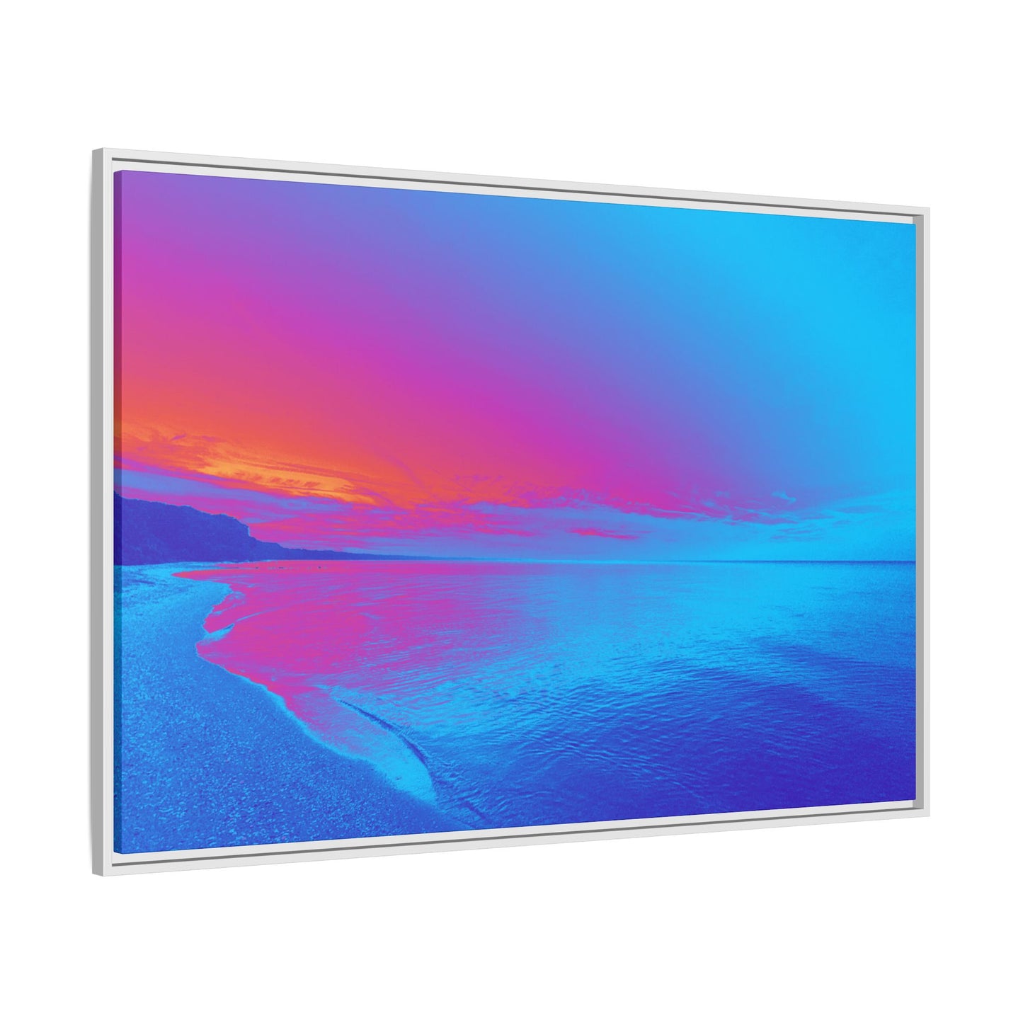 "Vibrant Symmetry"  Sunset Gradient Beach Matte Canvas Framed Wall Art