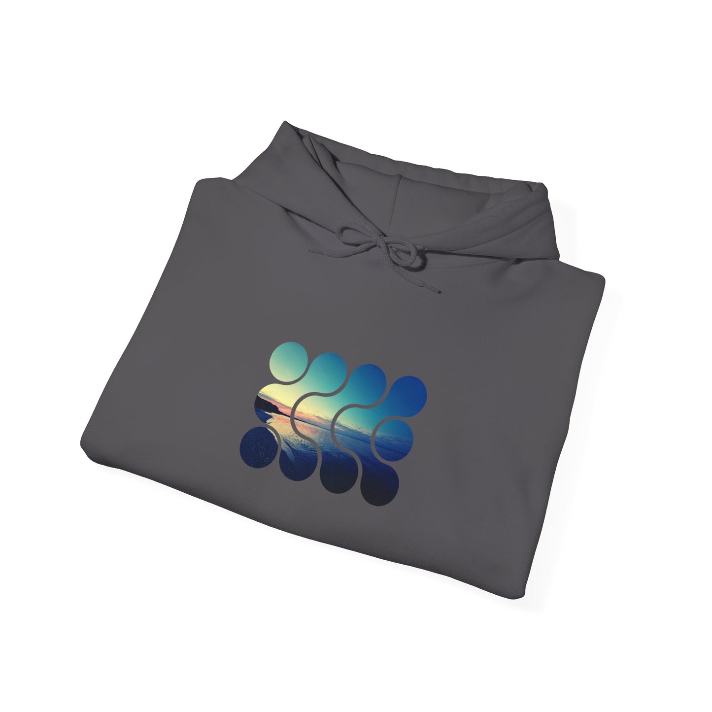 Blue-Green Symmetry Hoodie — Abstract Geometric Sweatshirt