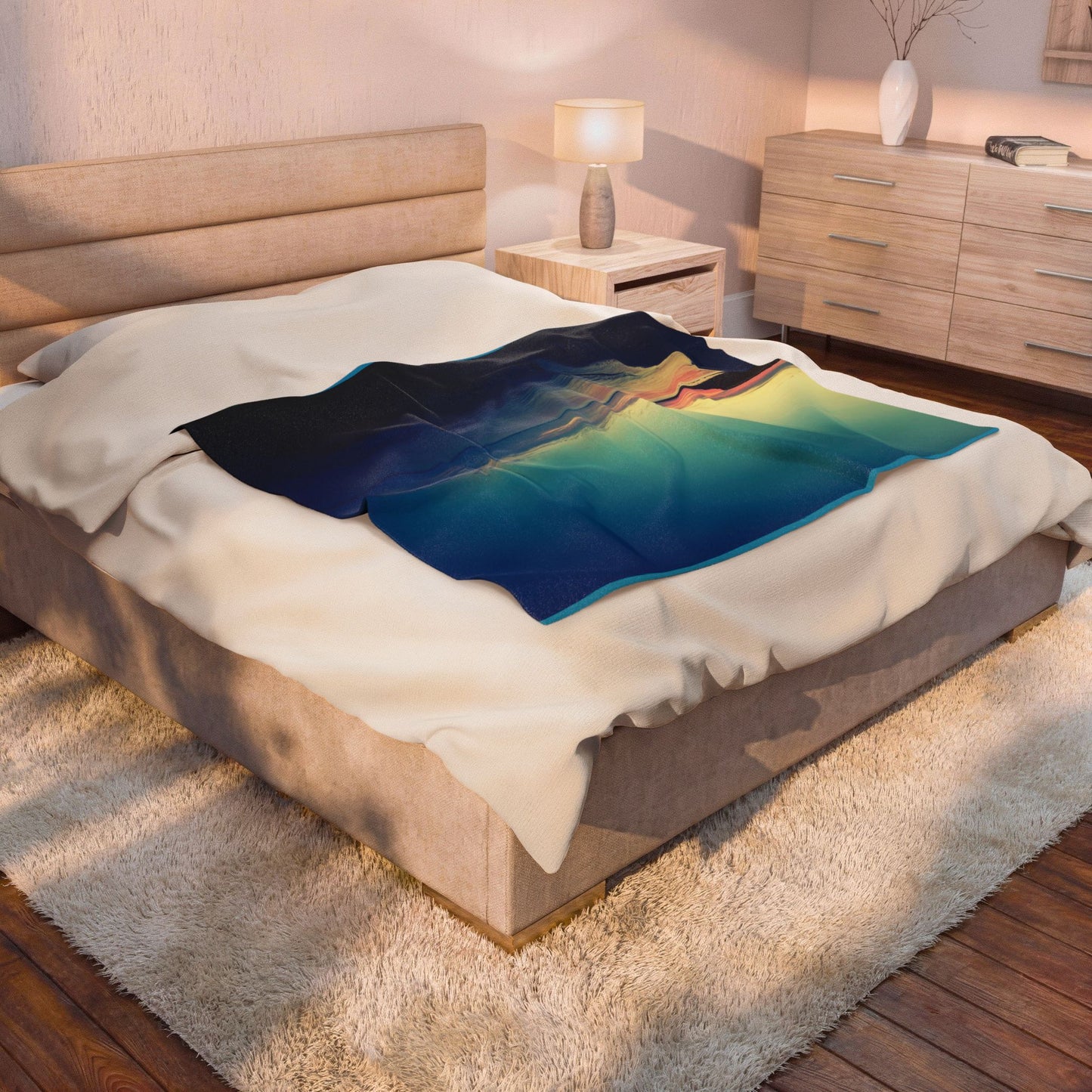 Blue-Green Symmetry, Velveteen Plush Blanket