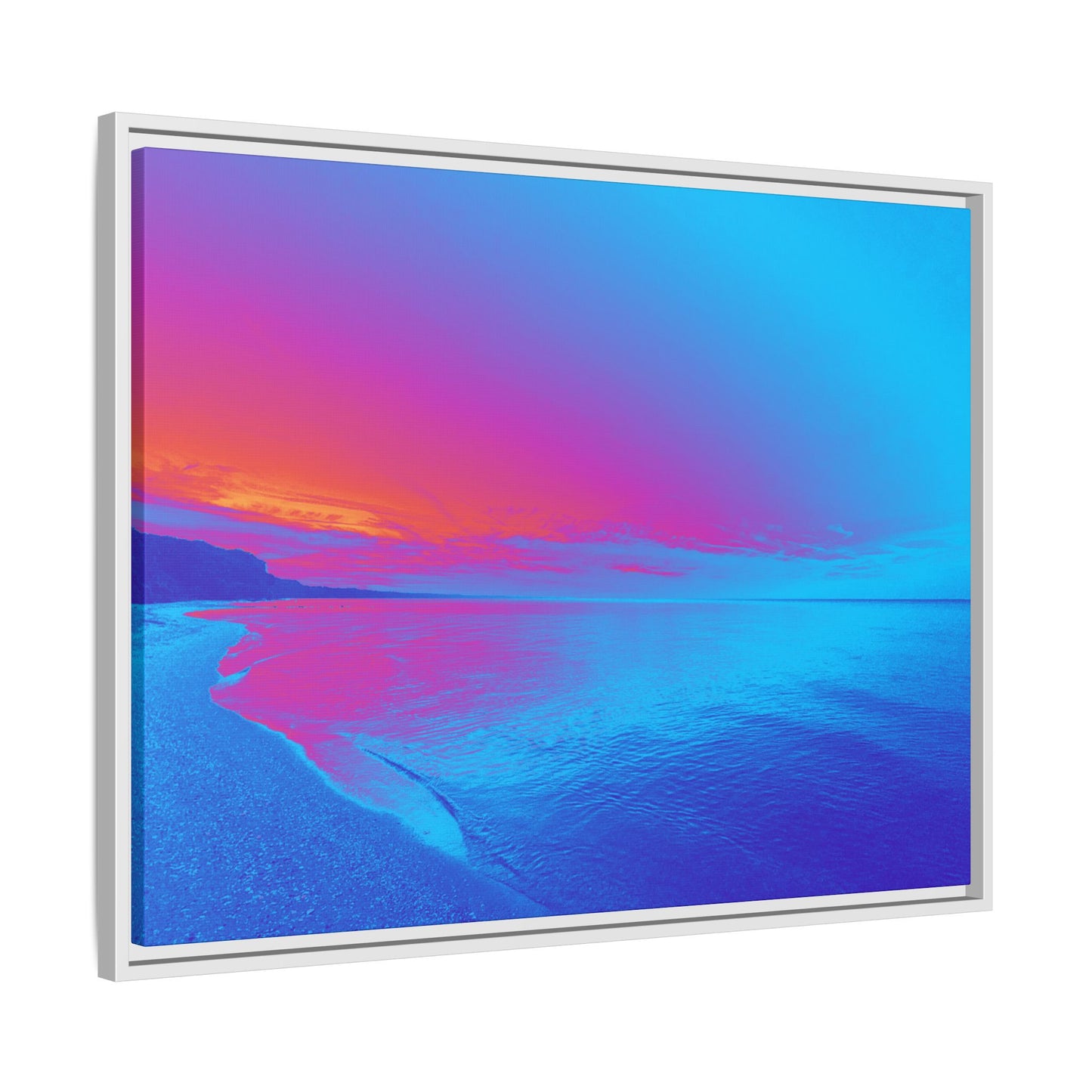 "Vibrant Symmetry"  Sunset Gradient Beach Matte Canvas Framed Wall Art