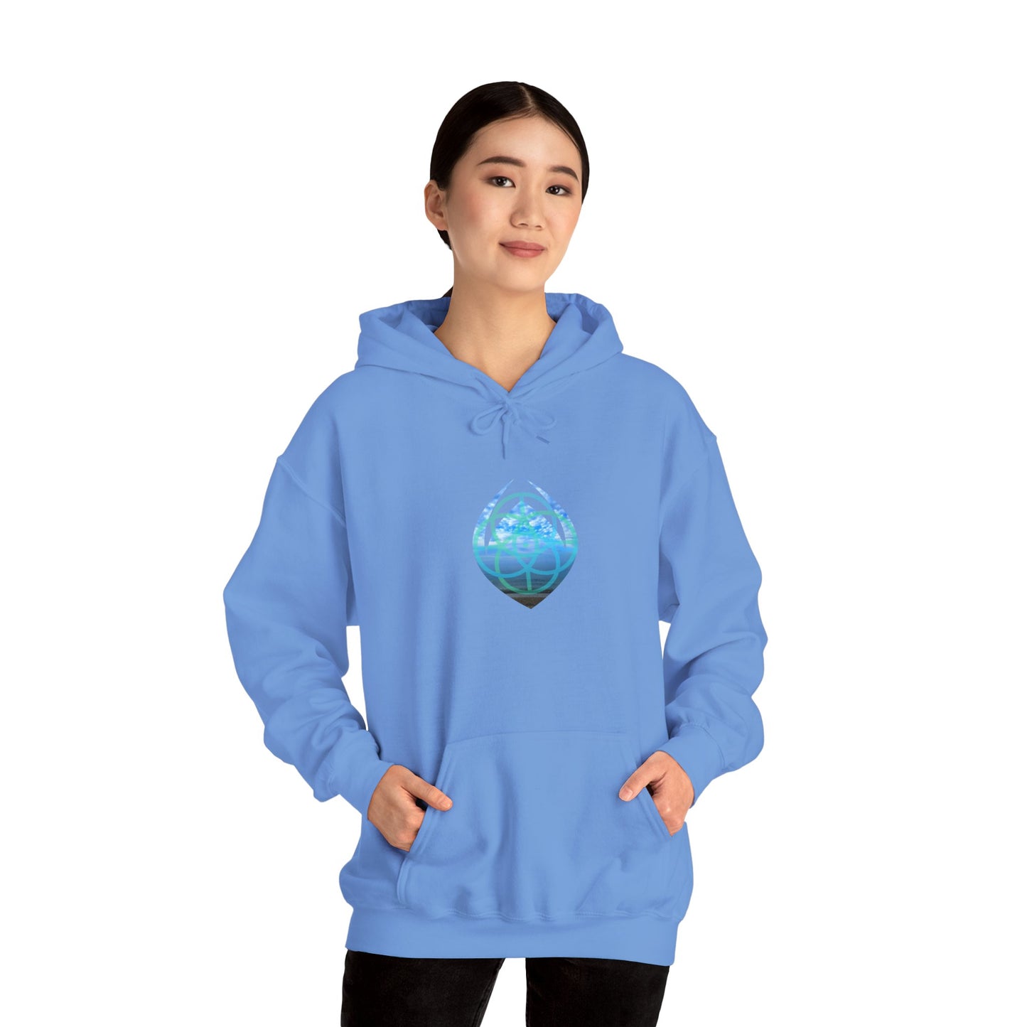 SkyMugz Graphic Hoodie — Blue Globe Drop Logo Pullover