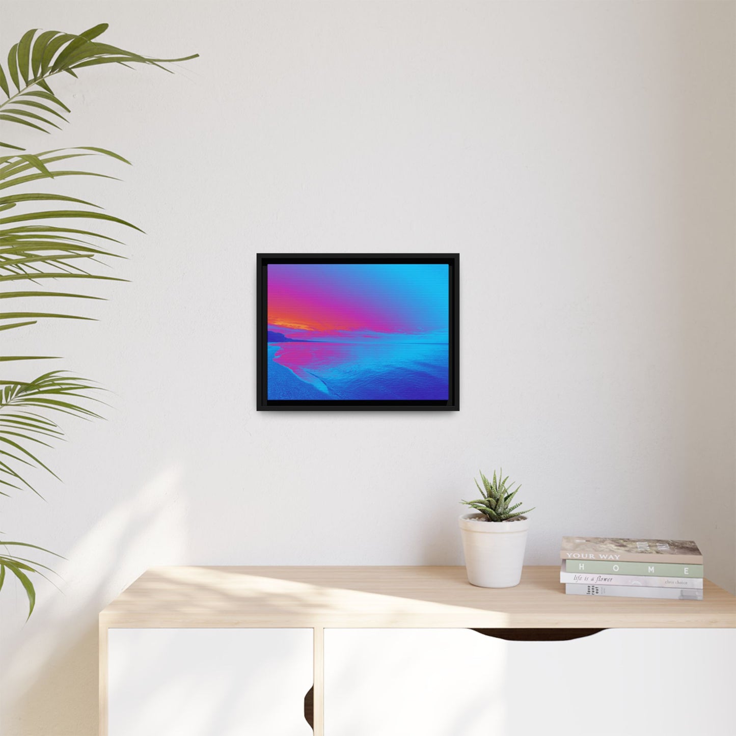 "Vibrant Symmetry"  Sunset Gradient Beach Matte Canvas Framed Wall Art