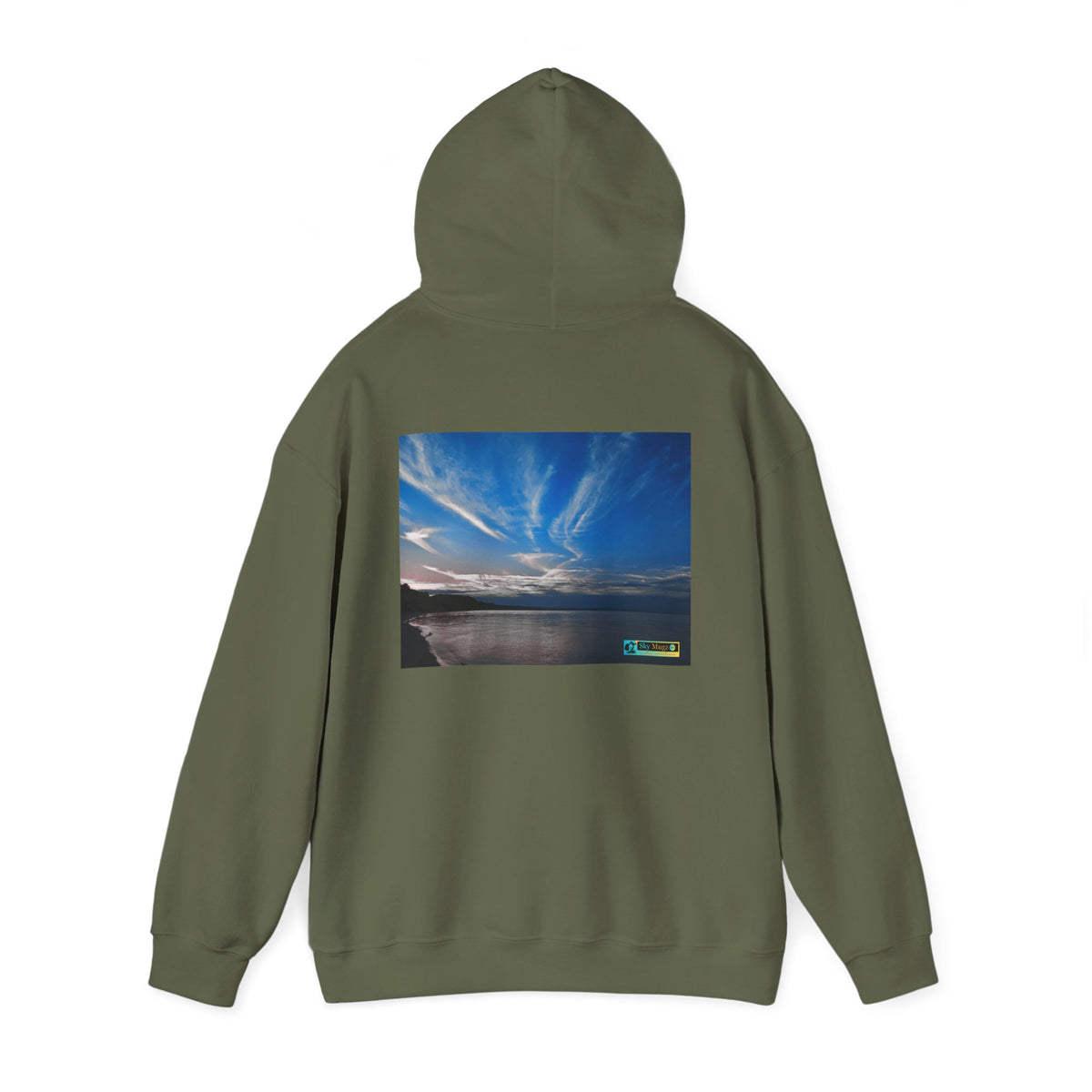 Scenic Lake Swirling Clouds Graphic Hoodie