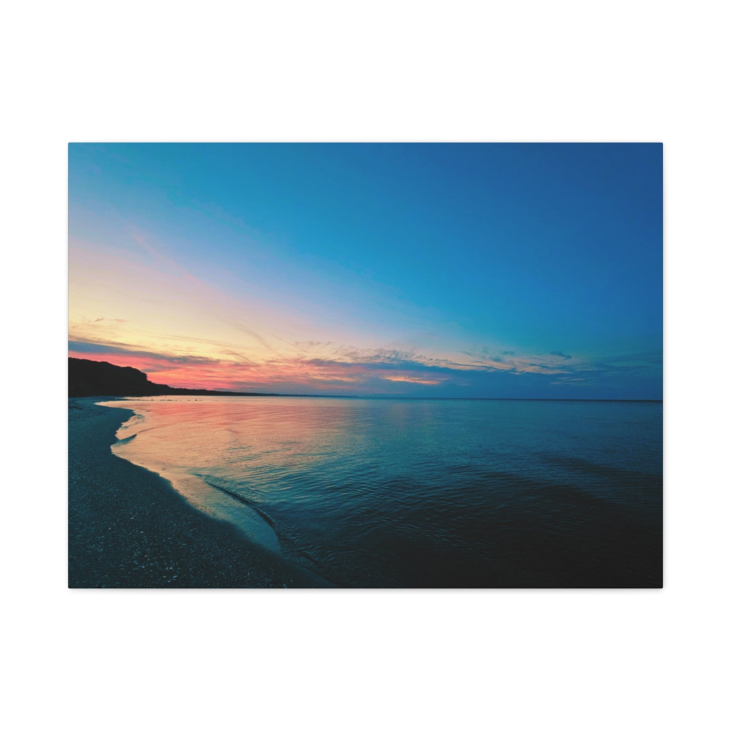 "Blue Symmetry" Sunset Beach Matte Canvas Print — Stretched Wall Art