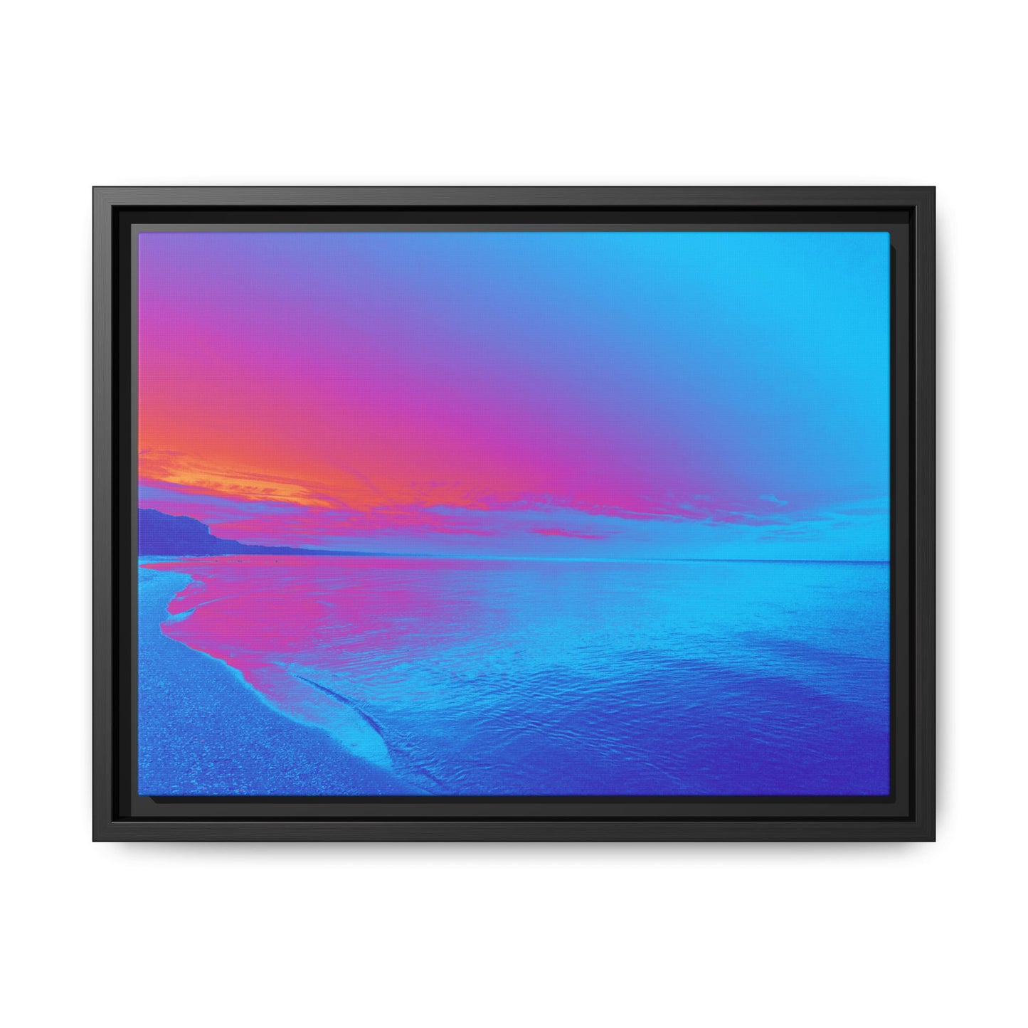 "Vibrant Symmetry"  Sunset Gradient Beach Matte Canvas Framed Wall Art