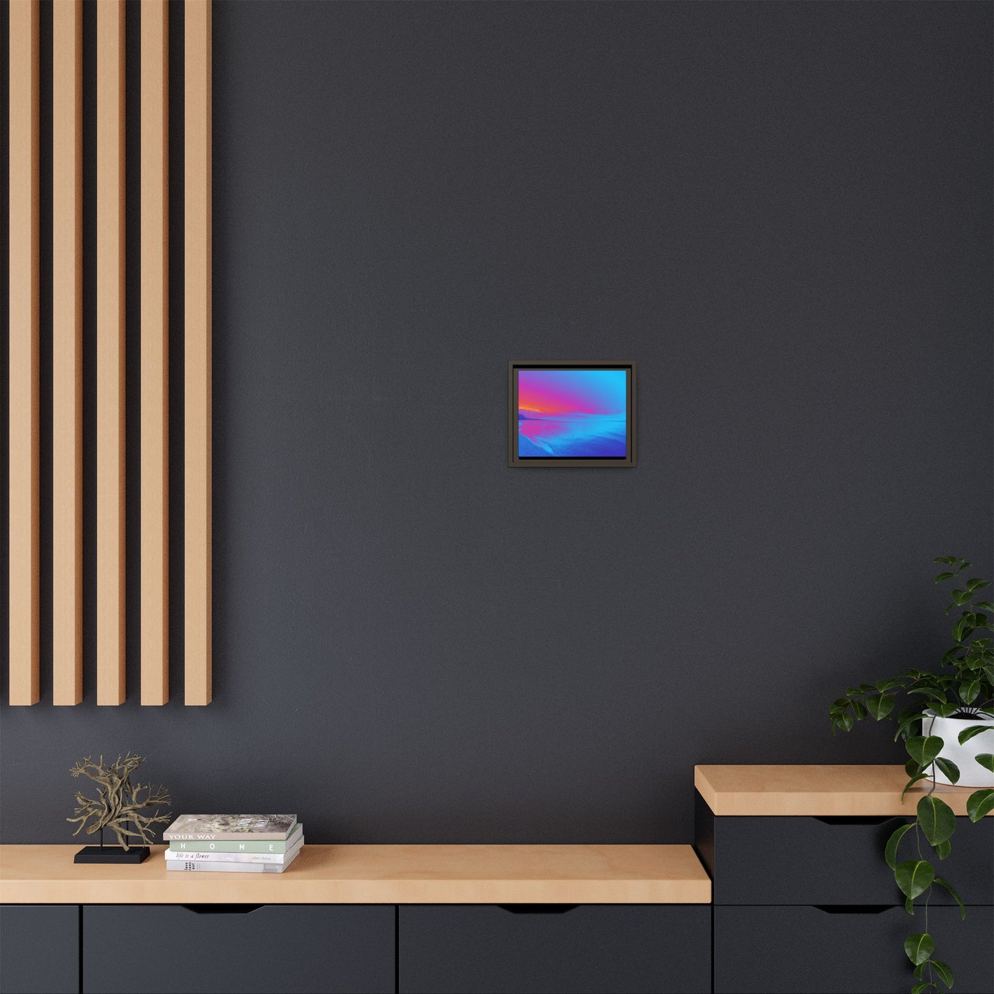 "Vibrant Symmetry"  Sunset Gradient Beach Matte Canvas Framed Wall Art