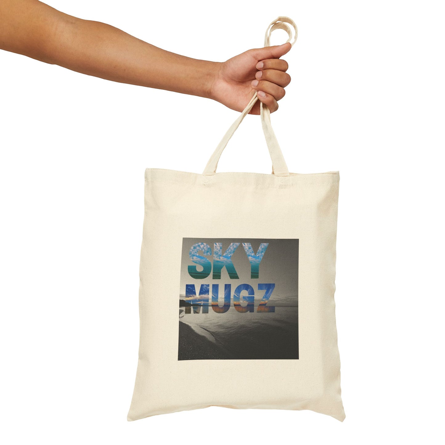 Sky Photo Canvas Tote Bag — 'SKY MUGZ' Sunset Beach Print