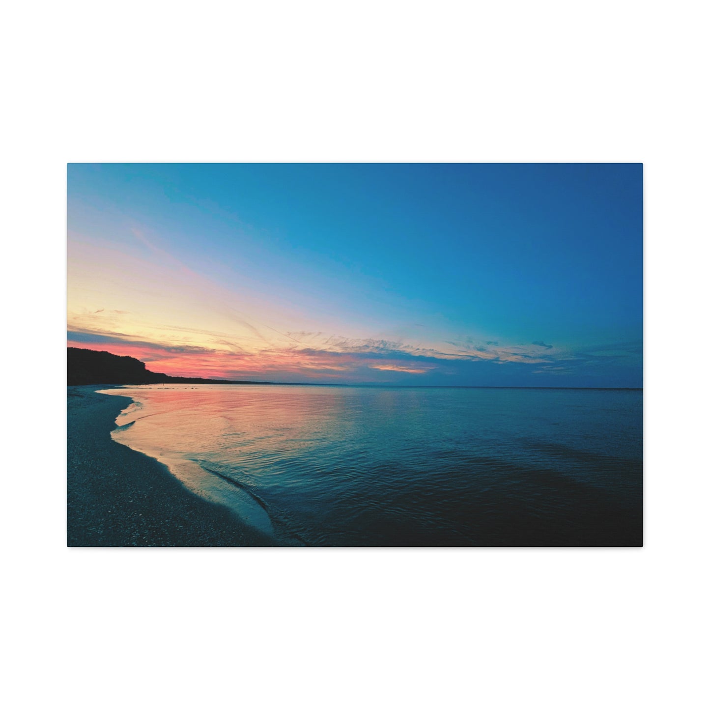 "Blue Symmetry" Sunset Beach Matte Canvas Print — Stretched Wall Art