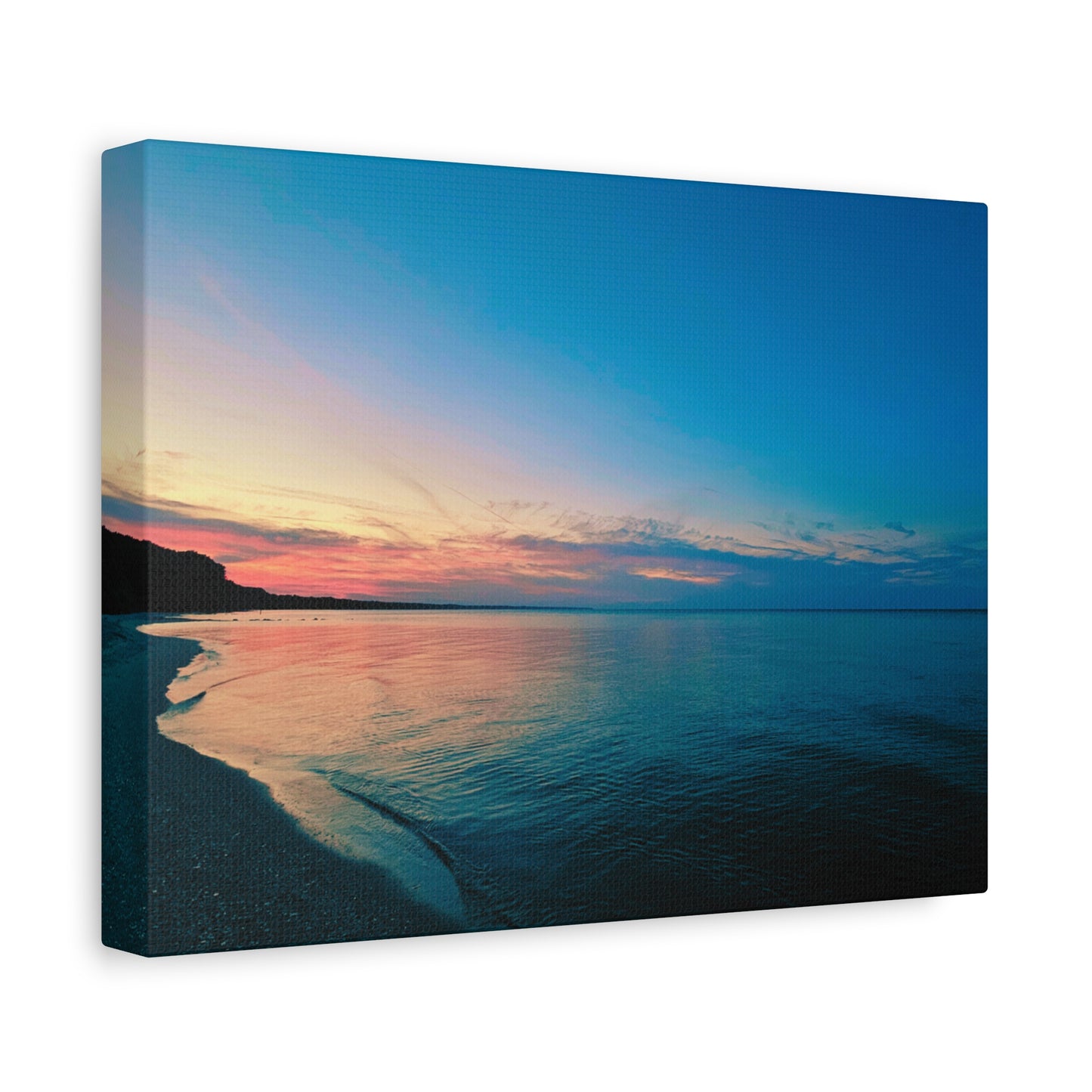 "Blue Symmetry" Sunset Beach Matte Canvas Print — Stretched Wall Art