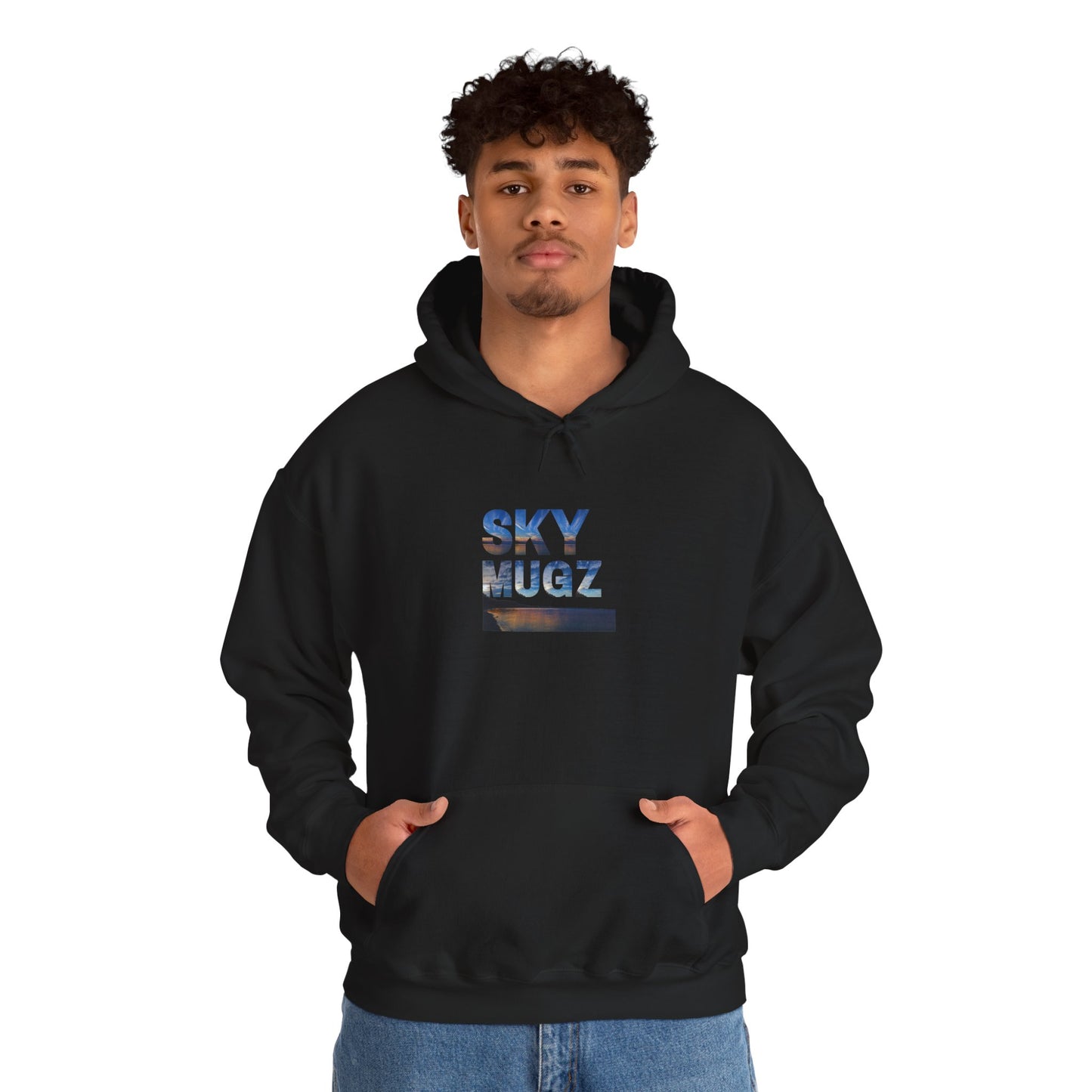 Scenic Lake Swirling Clouds Graphic Hoodie