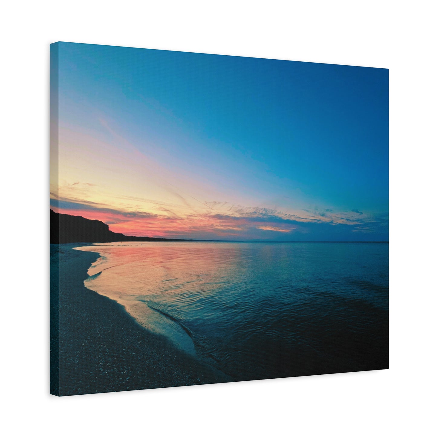 "Blue Symmetry" Sunset Beach Matte Canvas Print — Stretched Wall Art