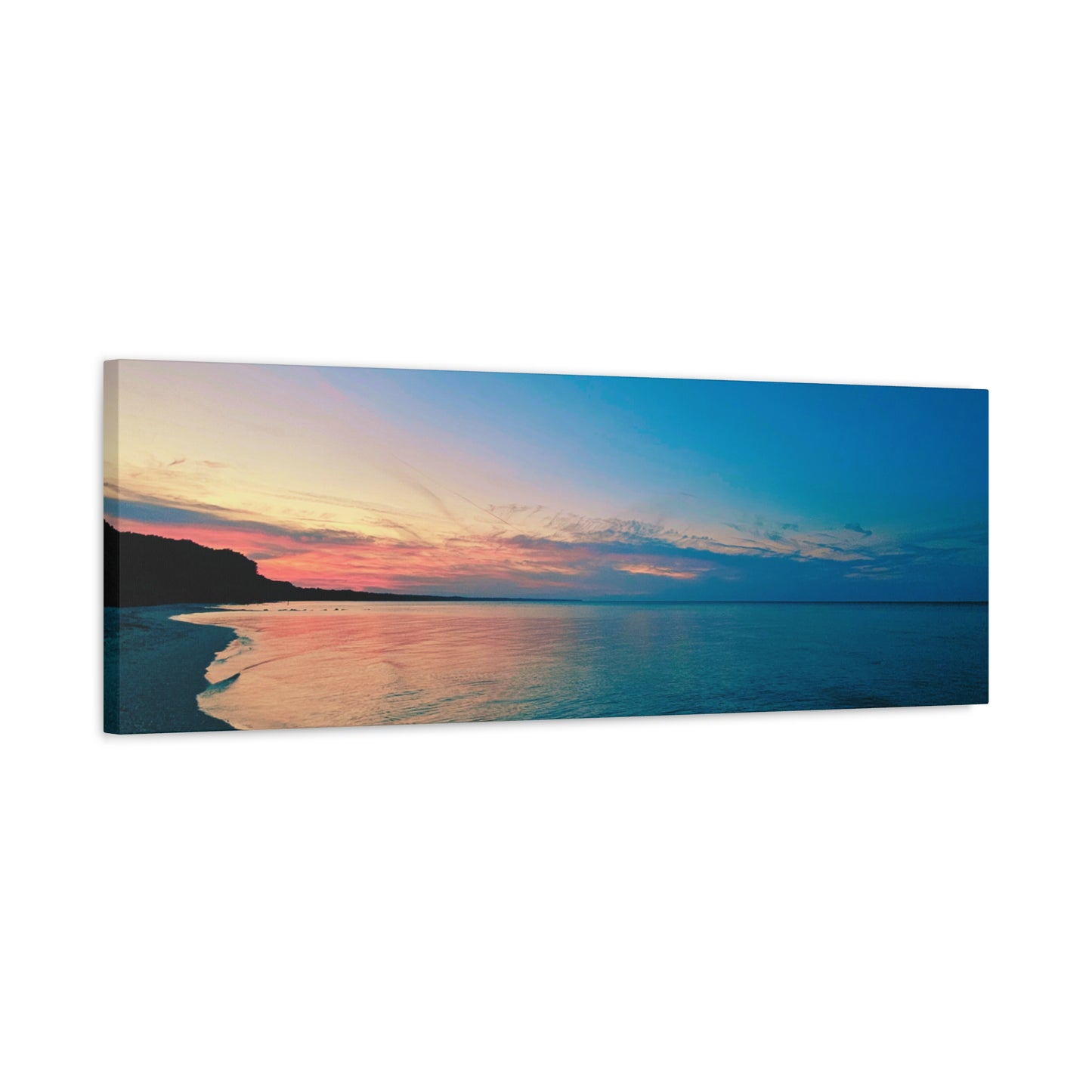 "Blue Symmetry" Sunset Beach Matte Canvas Print — Stretched Wall Art