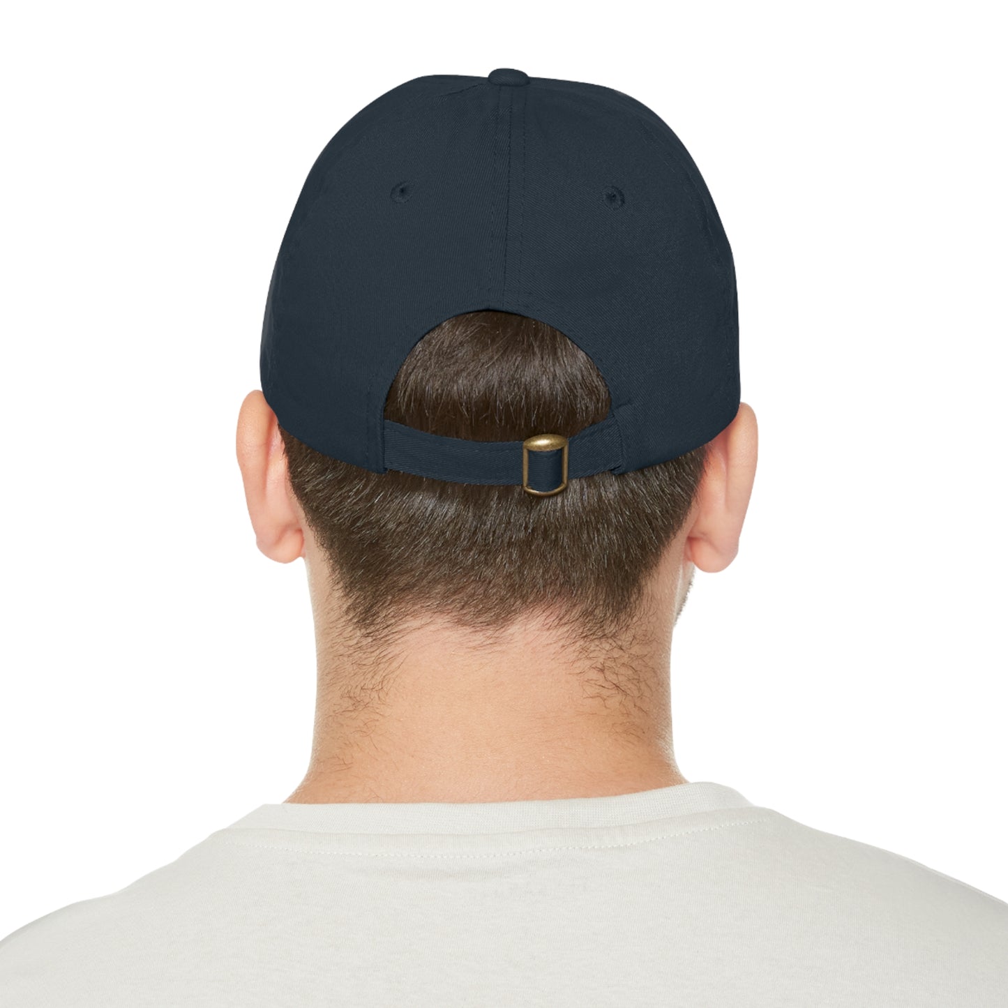 Sunset Ocean Leather Patch Dad Hat — Retro Vaporwave Beach Cap