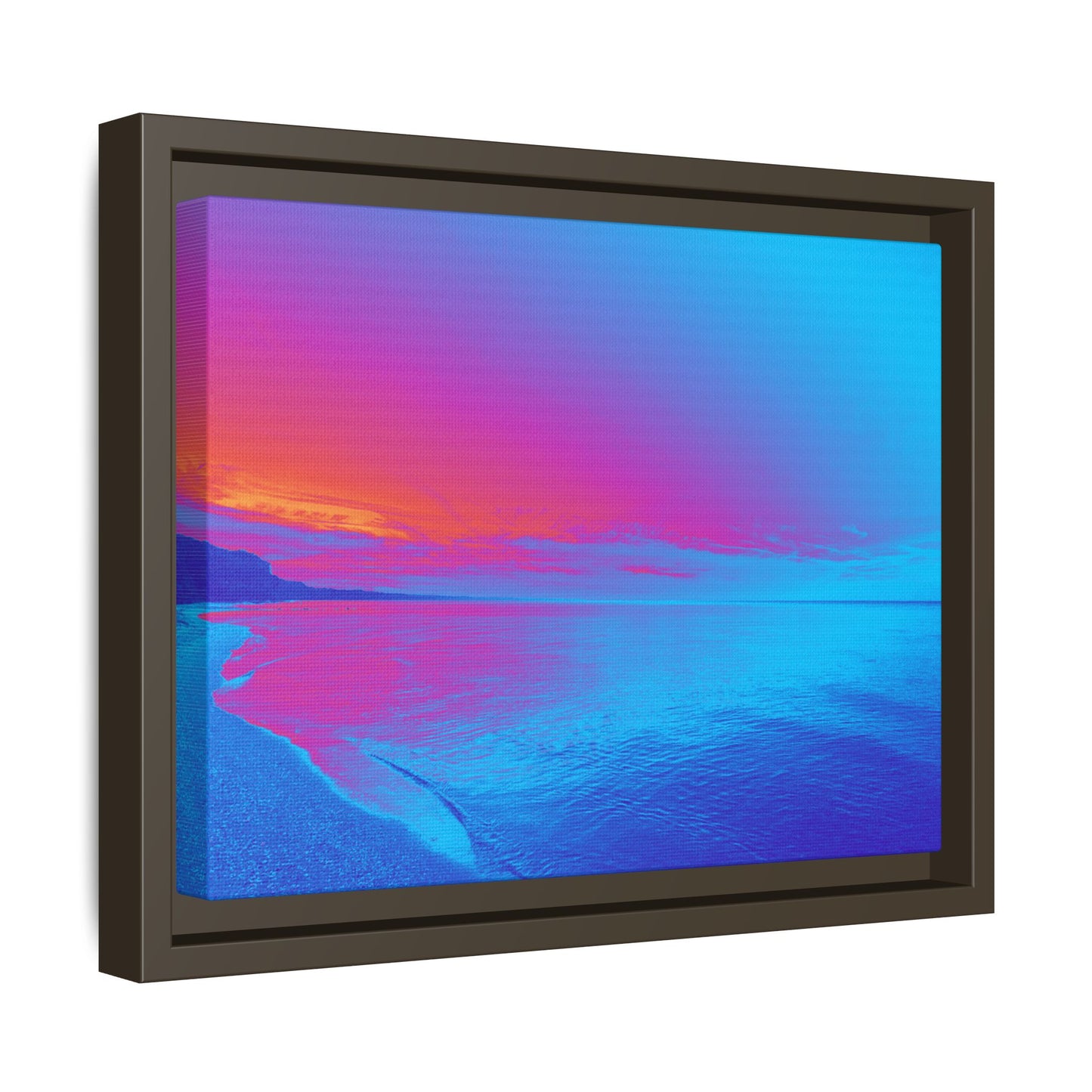 "Vibrant Symmetry"  Sunset Gradient Beach Matte Canvas Framed Wall Art