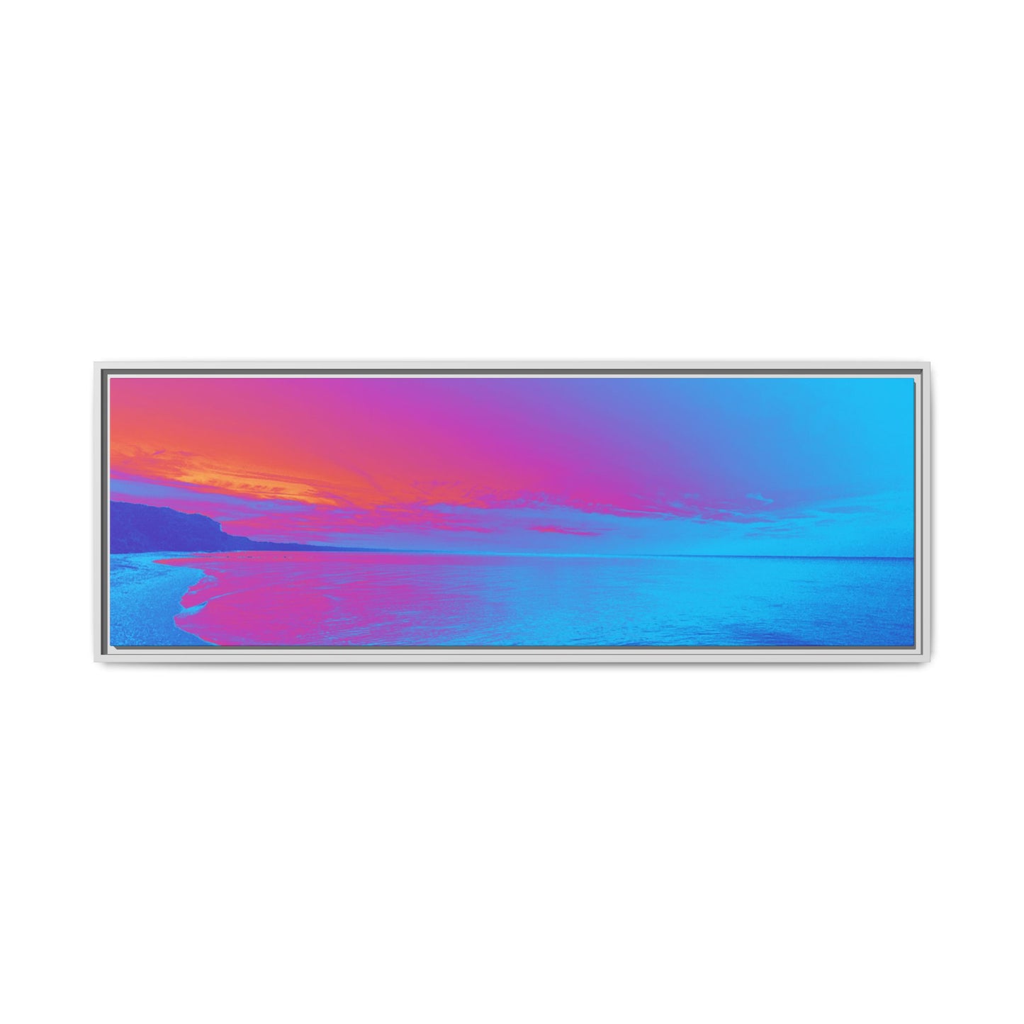 "Vibrant Symmetry"  Sunset Gradient Beach Matte Canvas Framed Wall Art