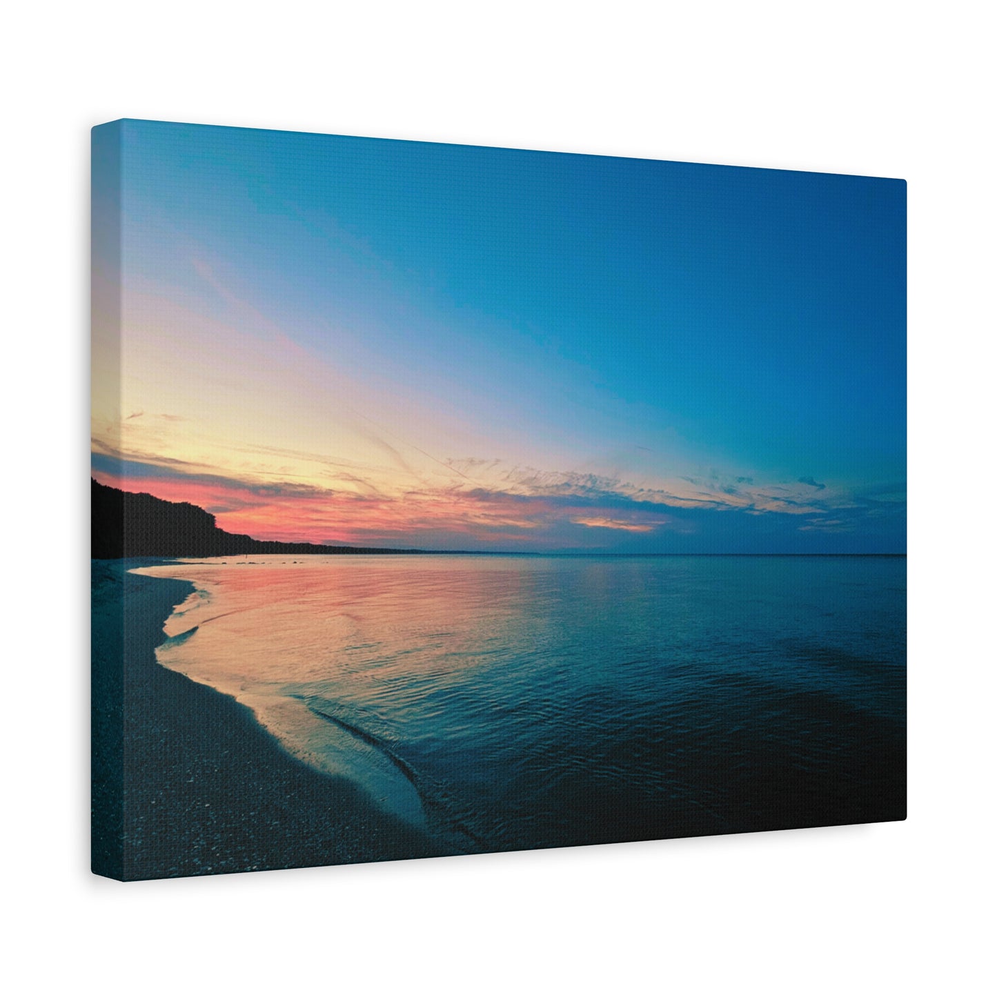 "Blue Symmetry" Sunset Beach Matte Canvas Print — Stretched Wall Art
