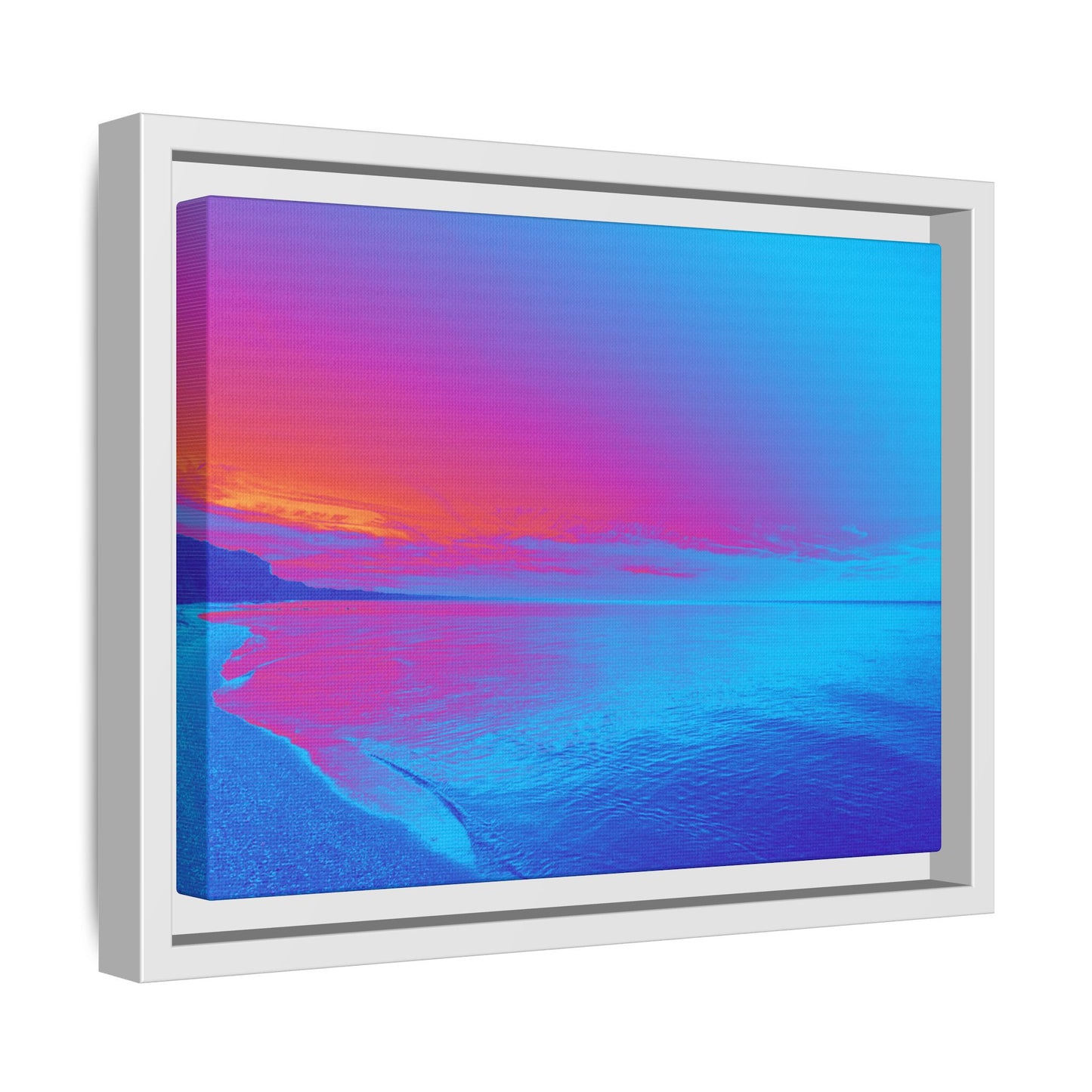"Vibrant Symmetry"  Sunset Gradient Beach Matte Canvas Framed Wall Art
