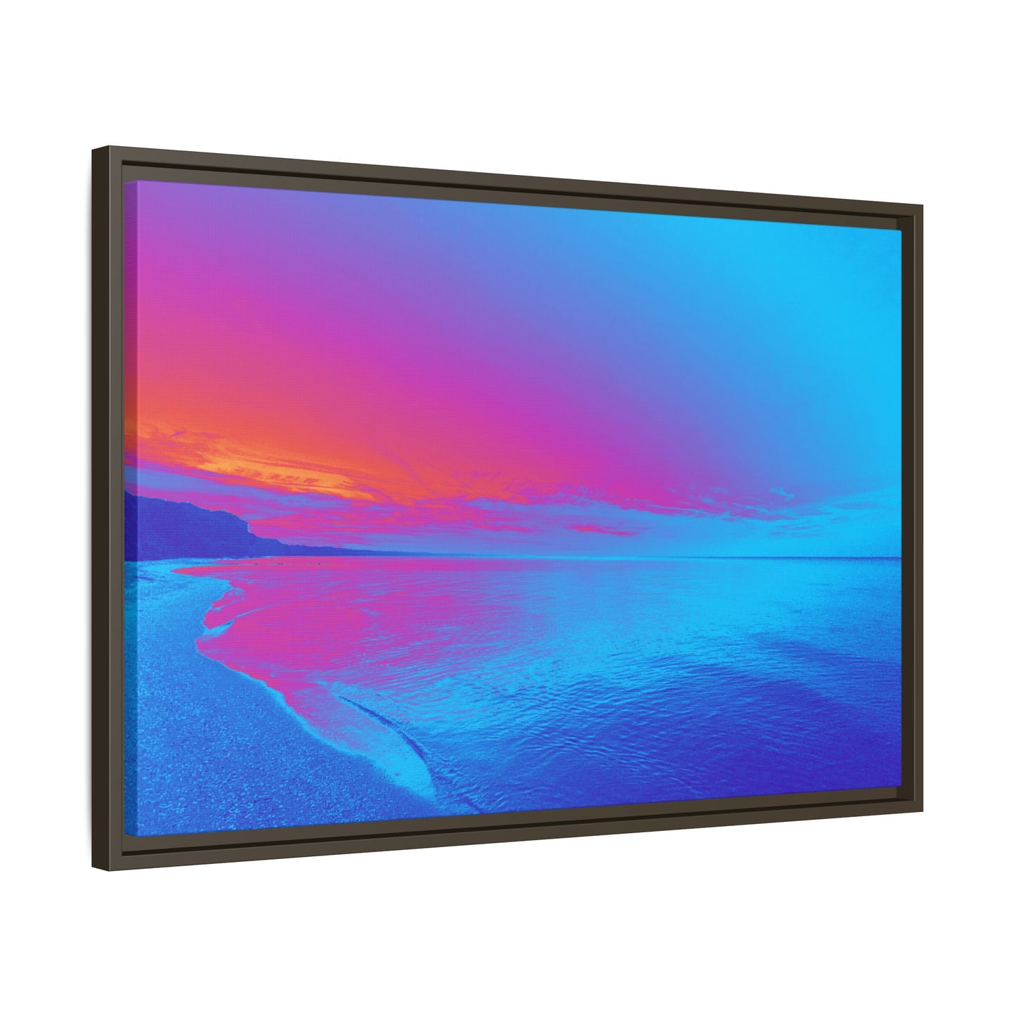 "Vibrant Symmetry"  Sunset Gradient Beach Matte Canvas Framed Wall Art