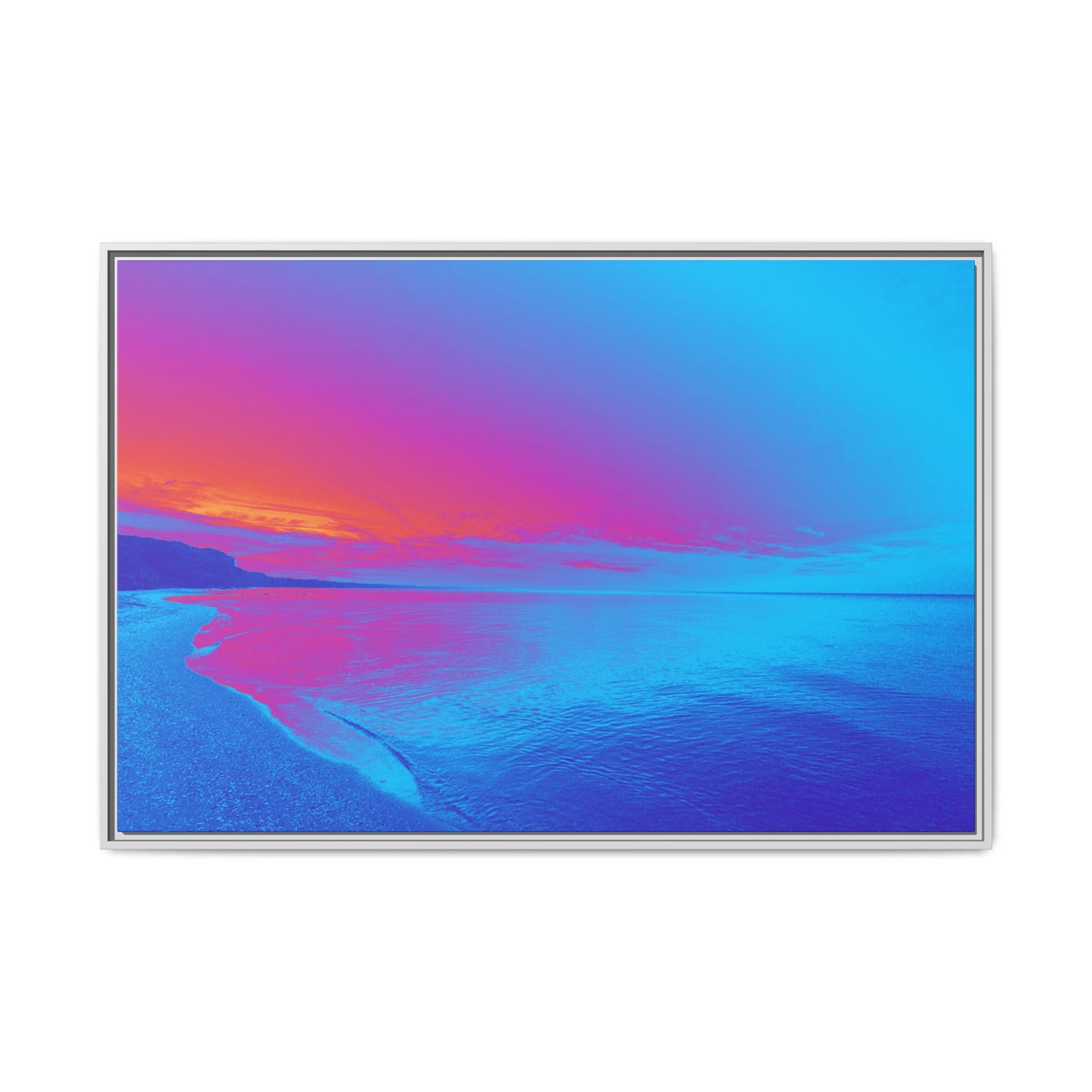 "Vibrant Symmetry"  Sunset Gradient Beach Matte Canvas Framed Wall Art