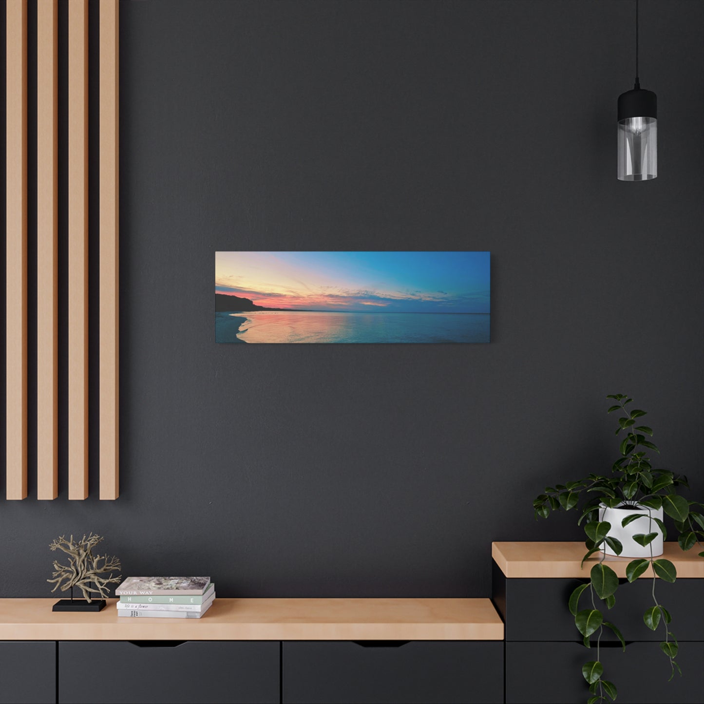 "Blue Symmetry" Sunset Beach Matte Canvas Print — Stretched Wall Art