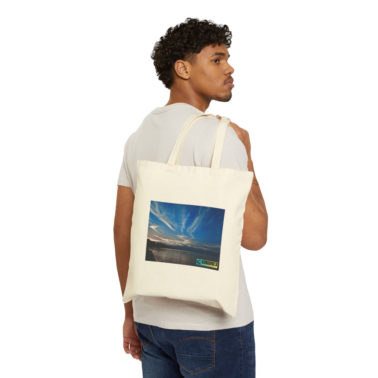 Sky Photo Canvas Tote Bag — 'SKY MUGZ' Sunset Beach Print