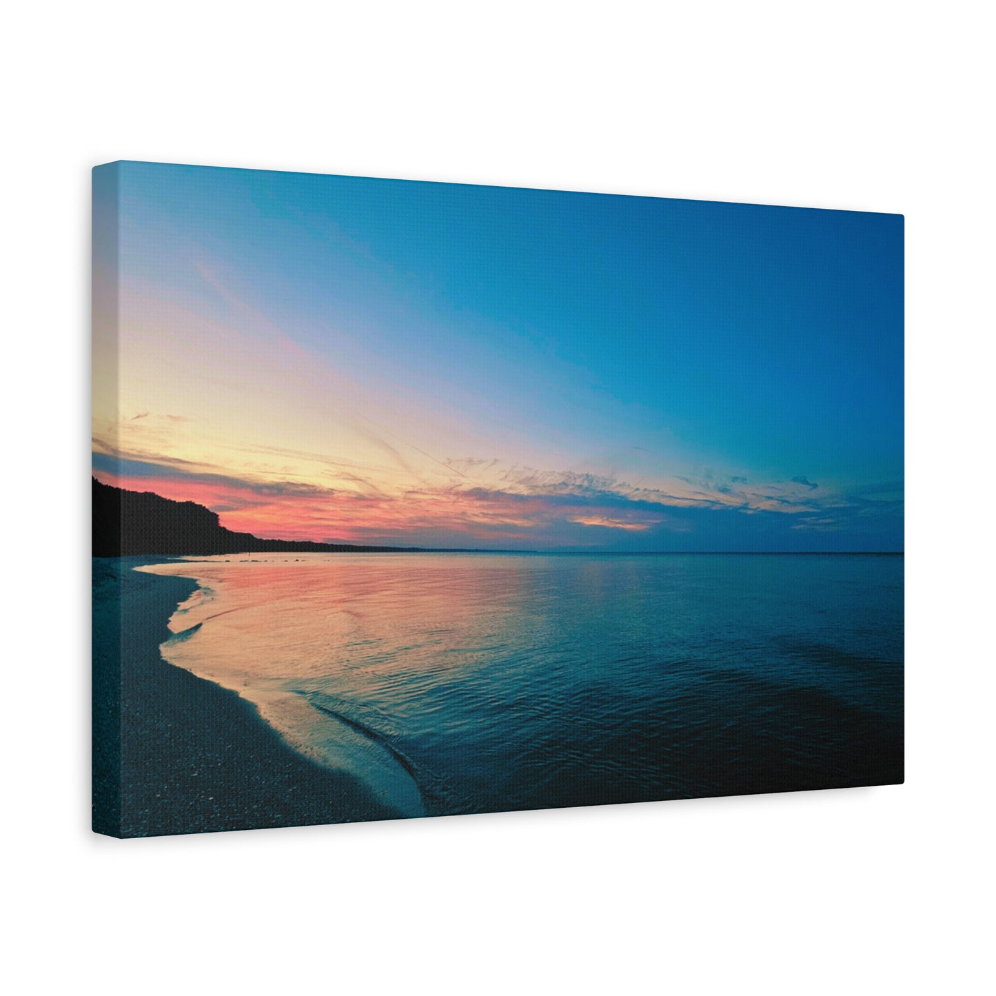 "Blue Symmetry" Sunset Beach Matte Canvas Print — Stretched Wall Art