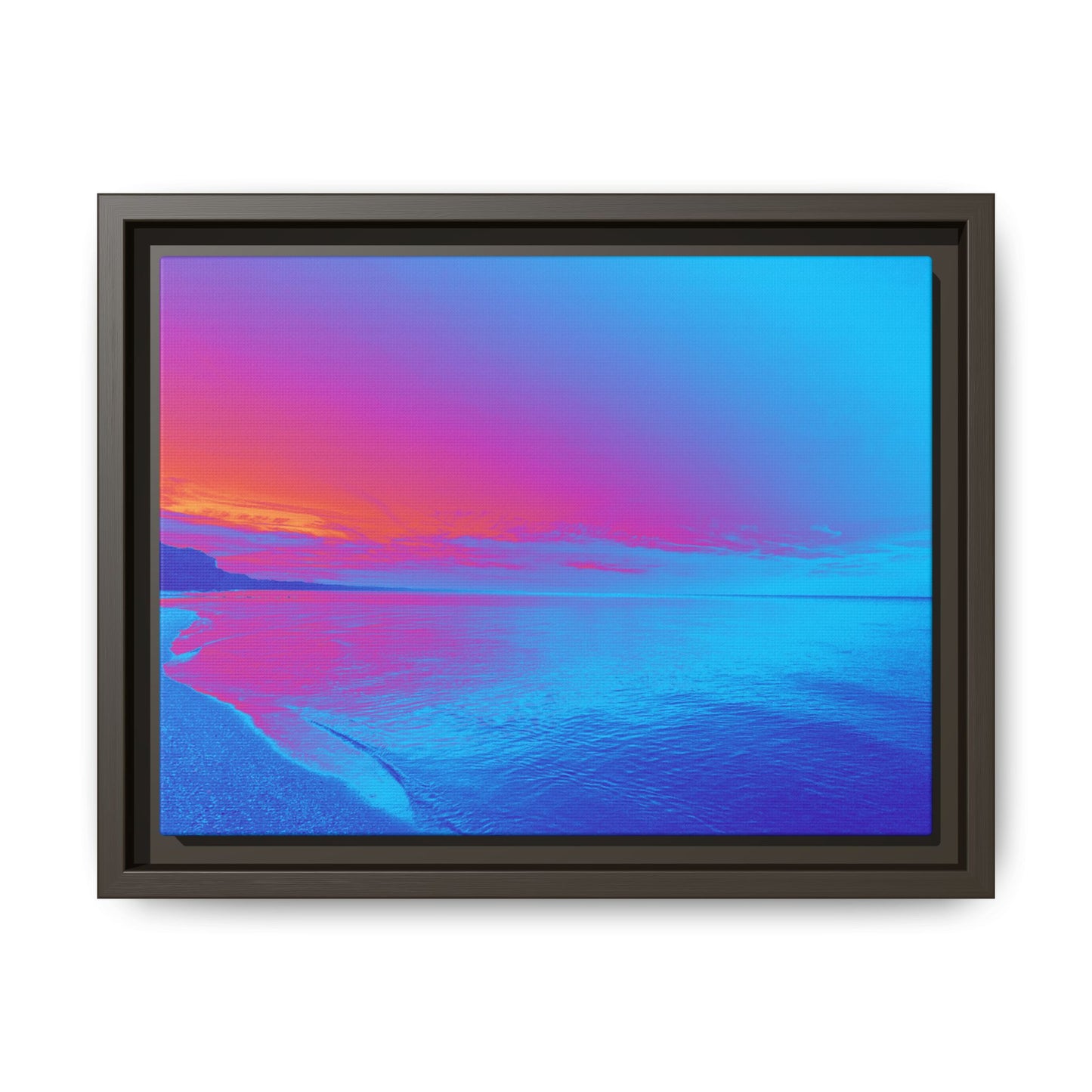 "Vibrant Symmetry"  Sunset Gradient Beach Matte Canvas Framed Wall Art