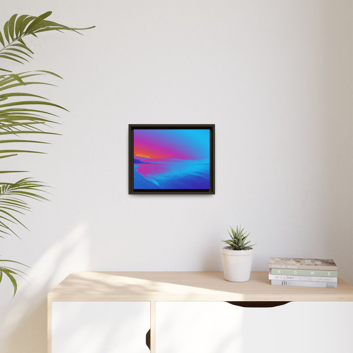 "Vibrant Symmetry"  Sunset Gradient Beach Matte Canvas Framed Wall Art