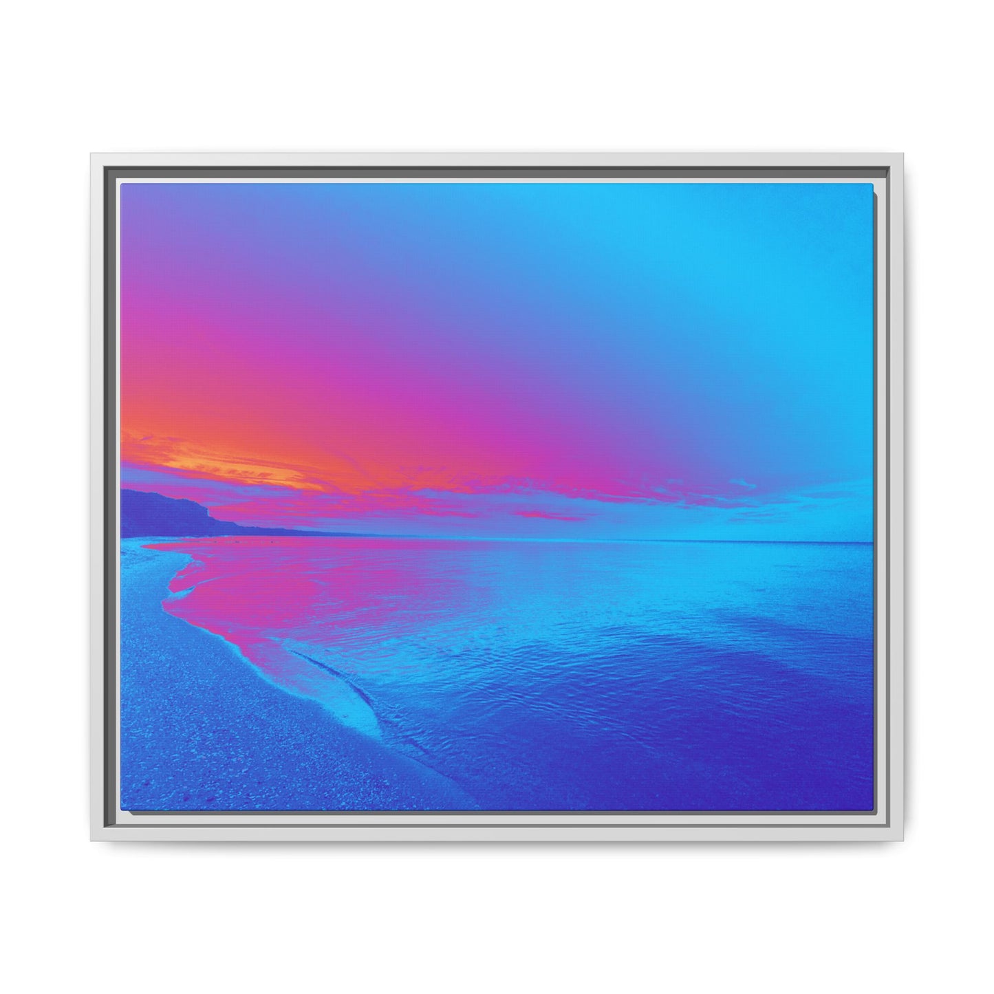 "Vibrant Symmetry"  Sunset Gradient Beach Matte Canvas Framed Wall Art