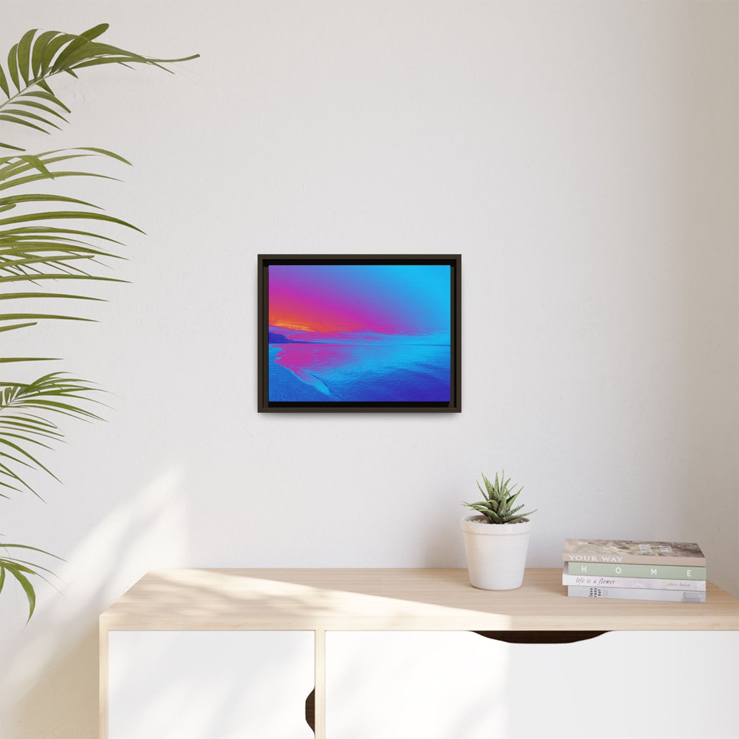 "Vibrant Symmetry"  Sunset Gradient Beach Matte Canvas Framed Wall Art