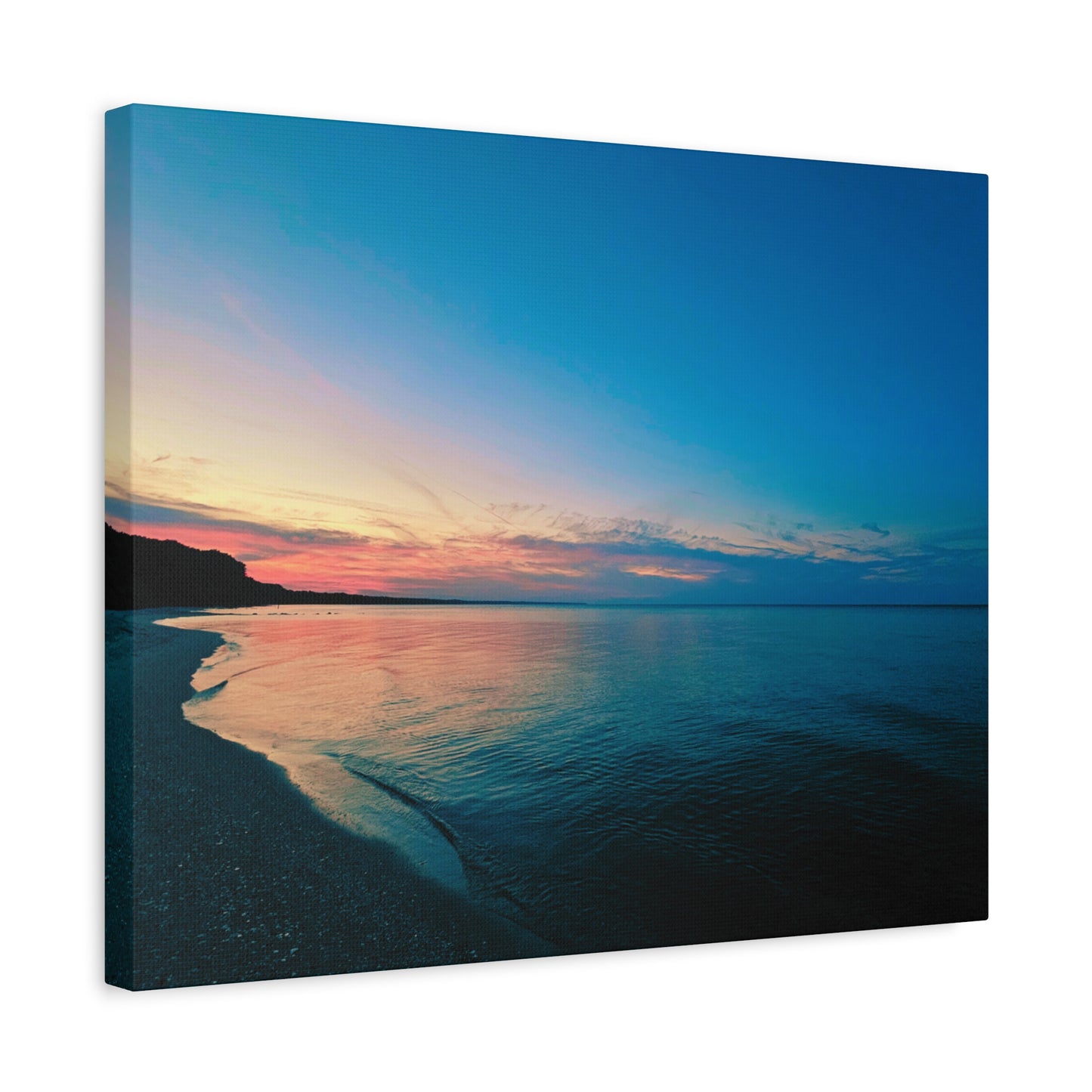 "Blue Symmetry" Sunset Beach Matte Canvas Print — Stretched Wall Art