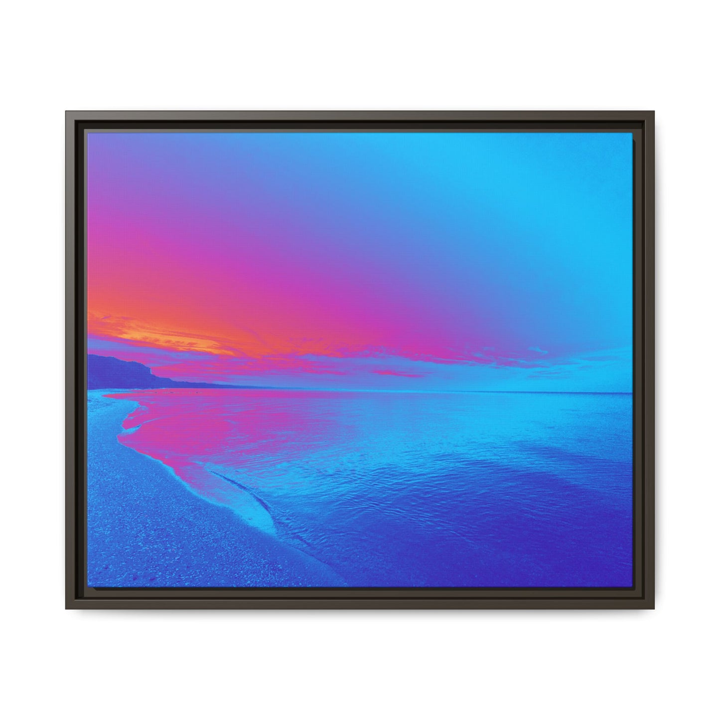 "Vibrant Symmetry"  Sunset Gradient Beach Matte Canvas Framed Wall Art