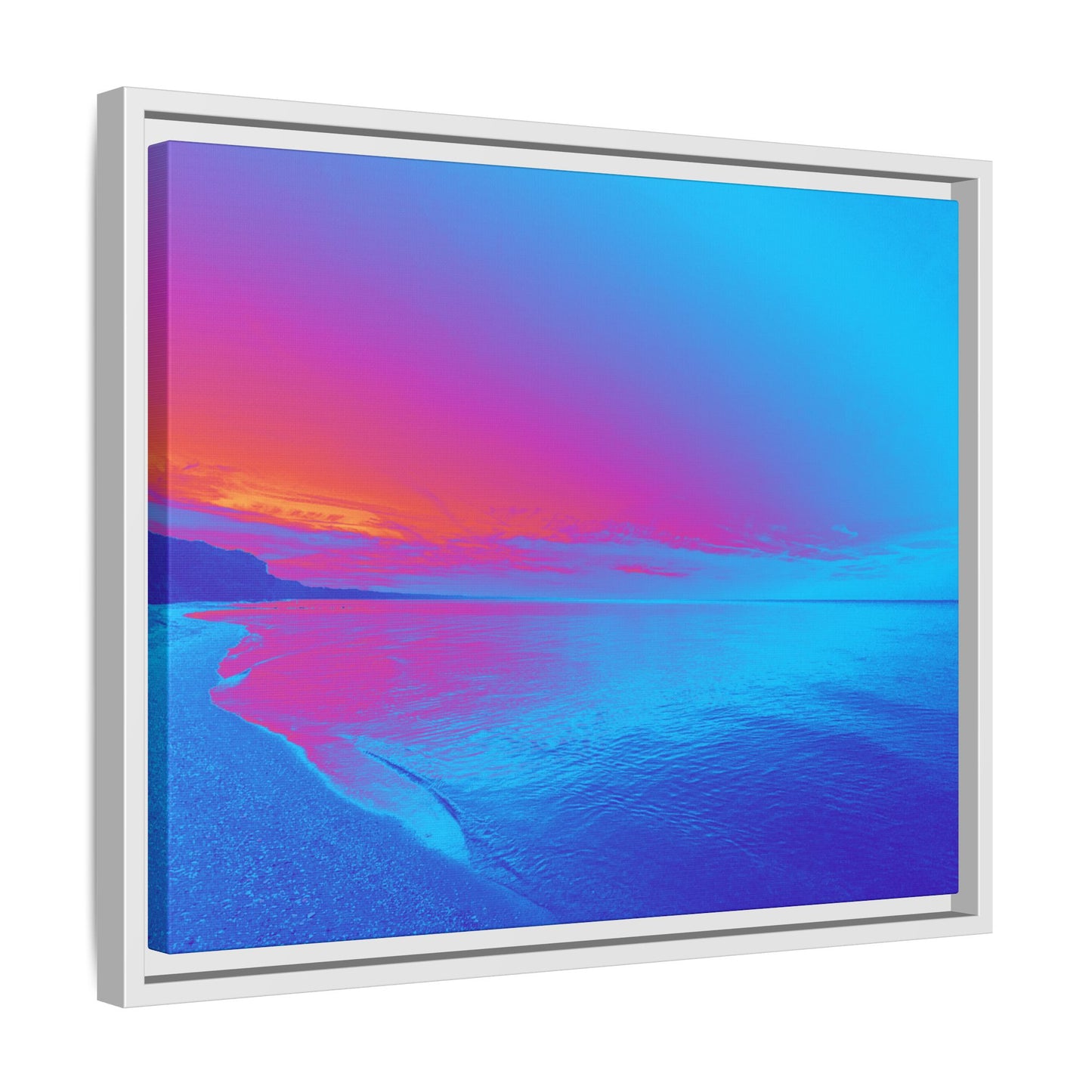 "Vibrant Symmetry"  Sunset Gradient Beach Matte Canvas Framed Wall Art