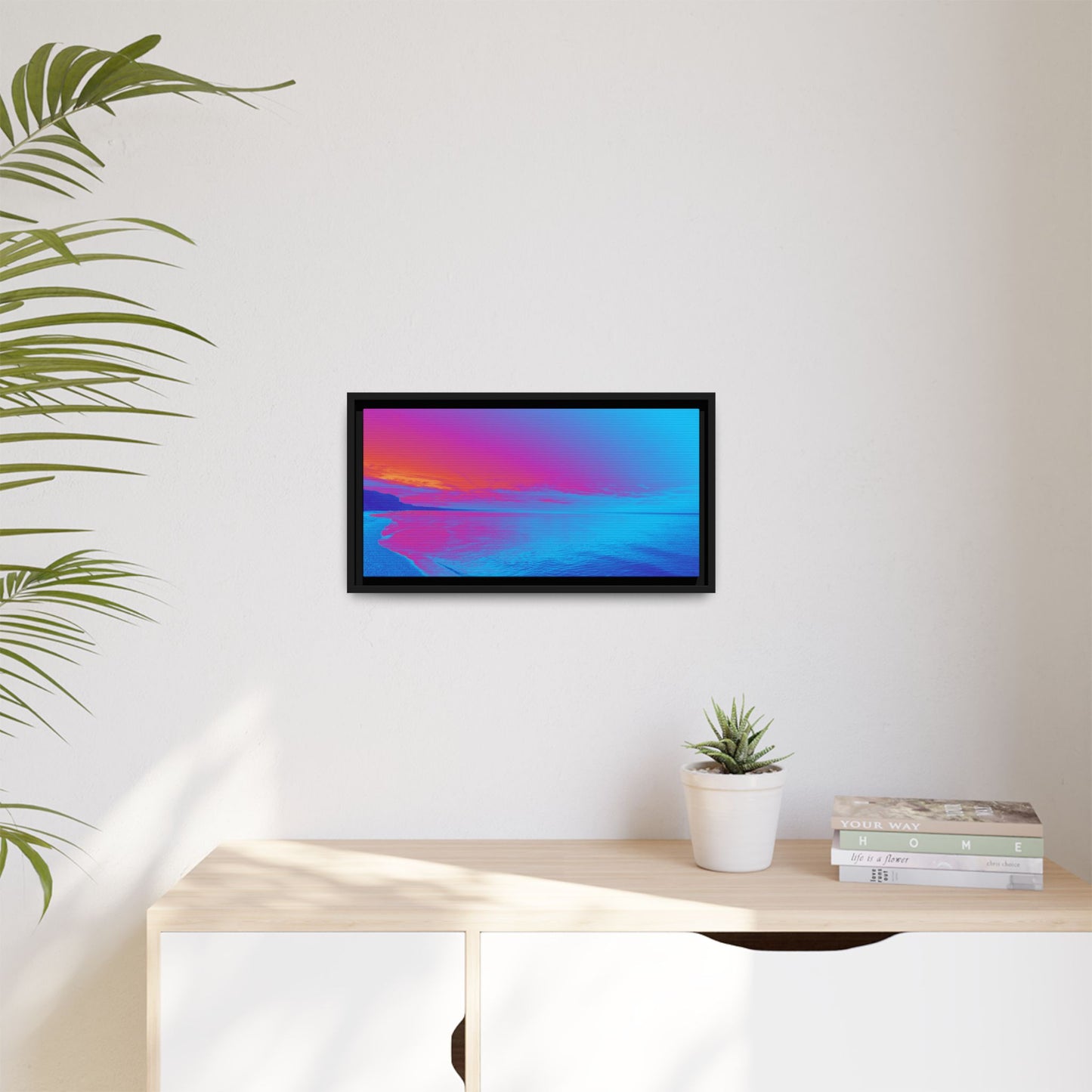 "Vibrant Symmetry"  Sunset Gradient Beach Matte Canvas Framed Wall Art