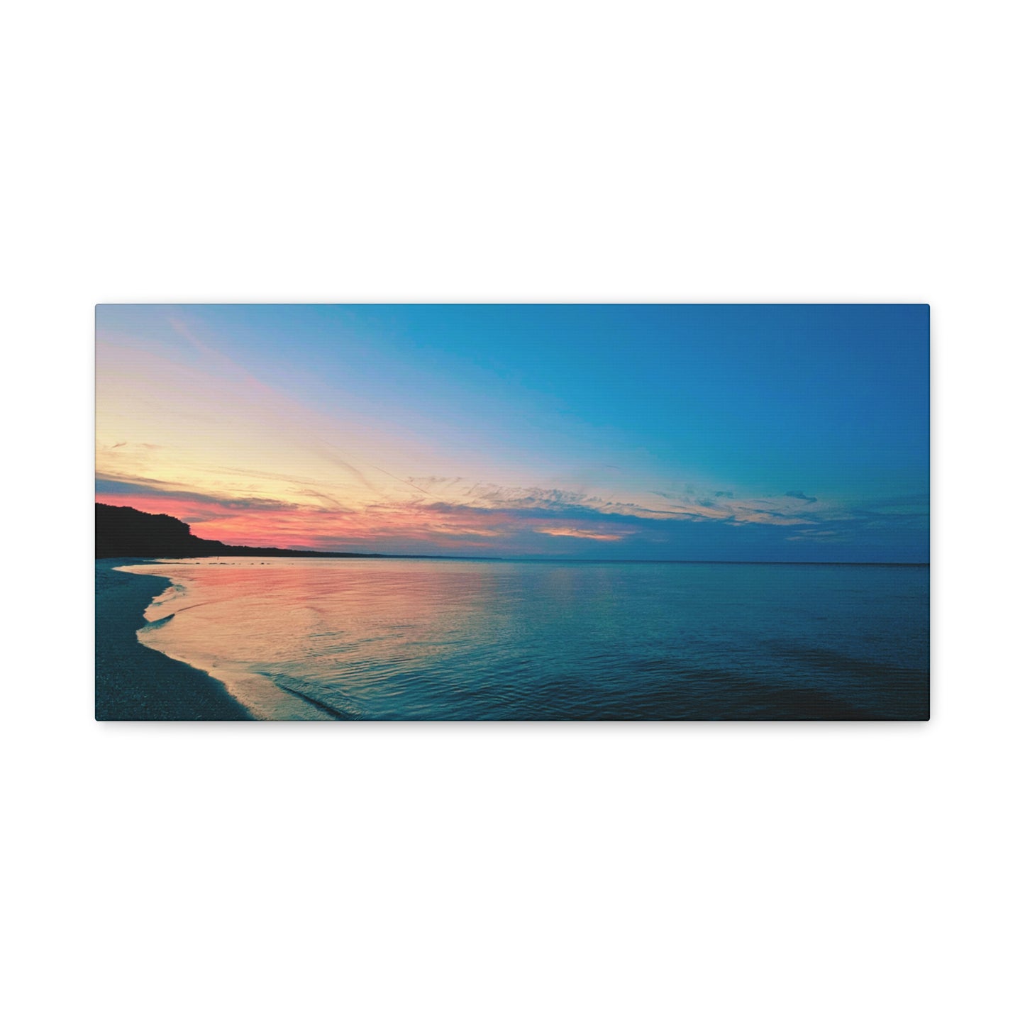 "Blue Symmetry" Sunset Beach Matte Canvas Print — Stretched Wall Art